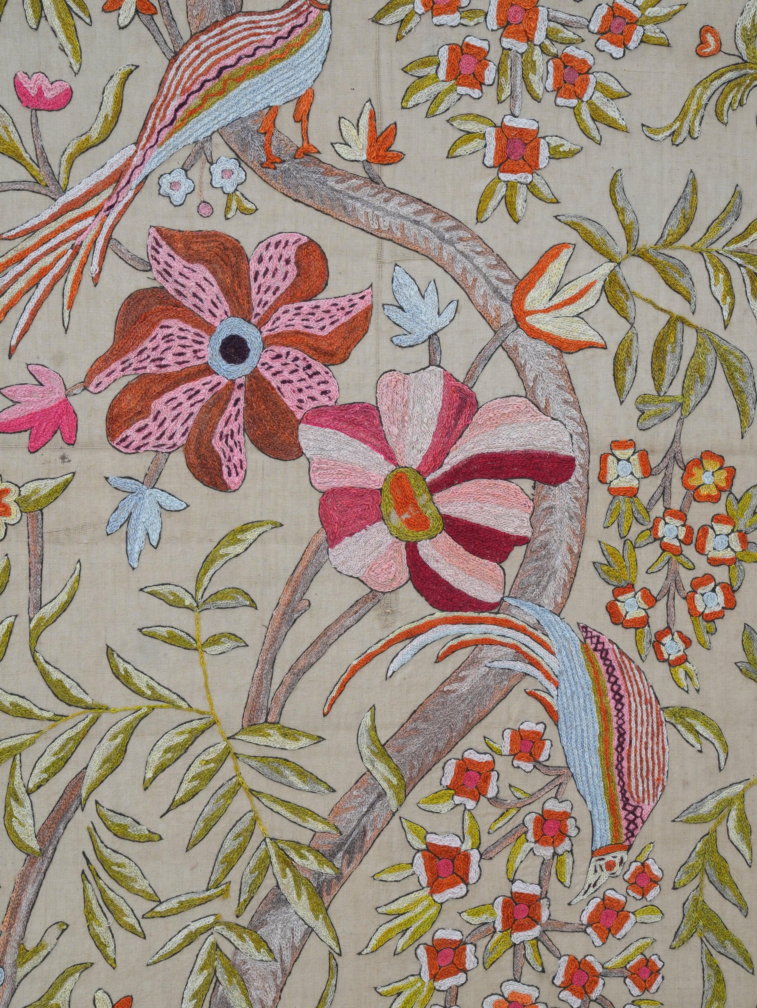 A Framed Indian Crewel Work Tapestry