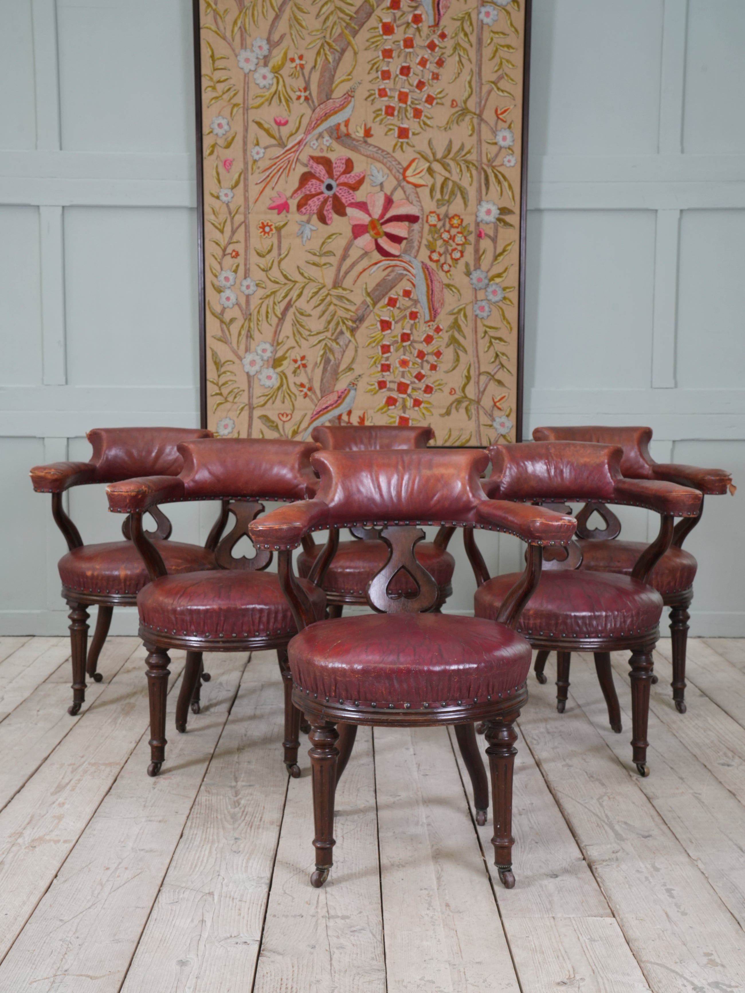 A Set of Six 19th Century Gillows Library Chairs