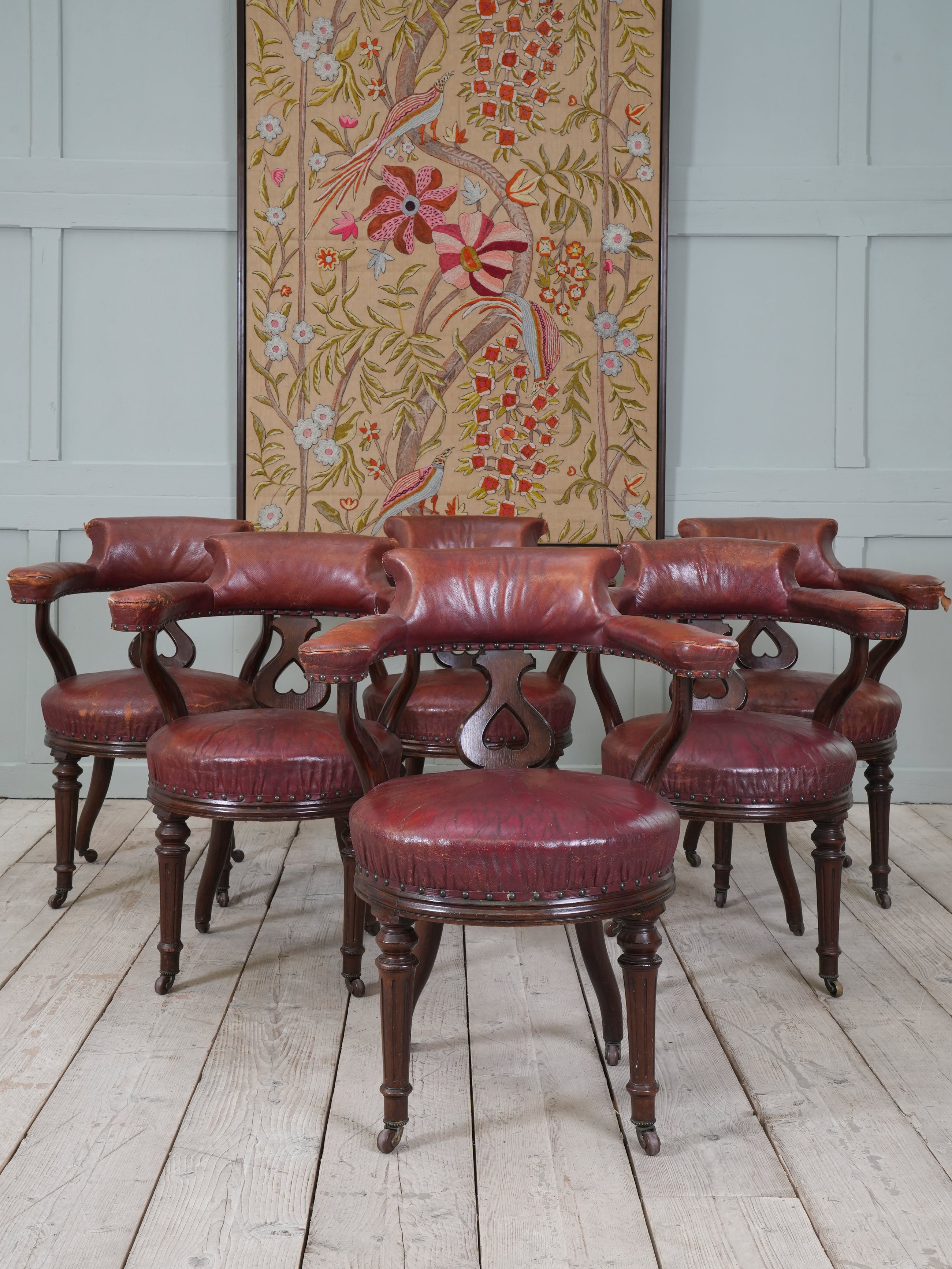 A Set of Six 19th Century Gillows Library Chairs
