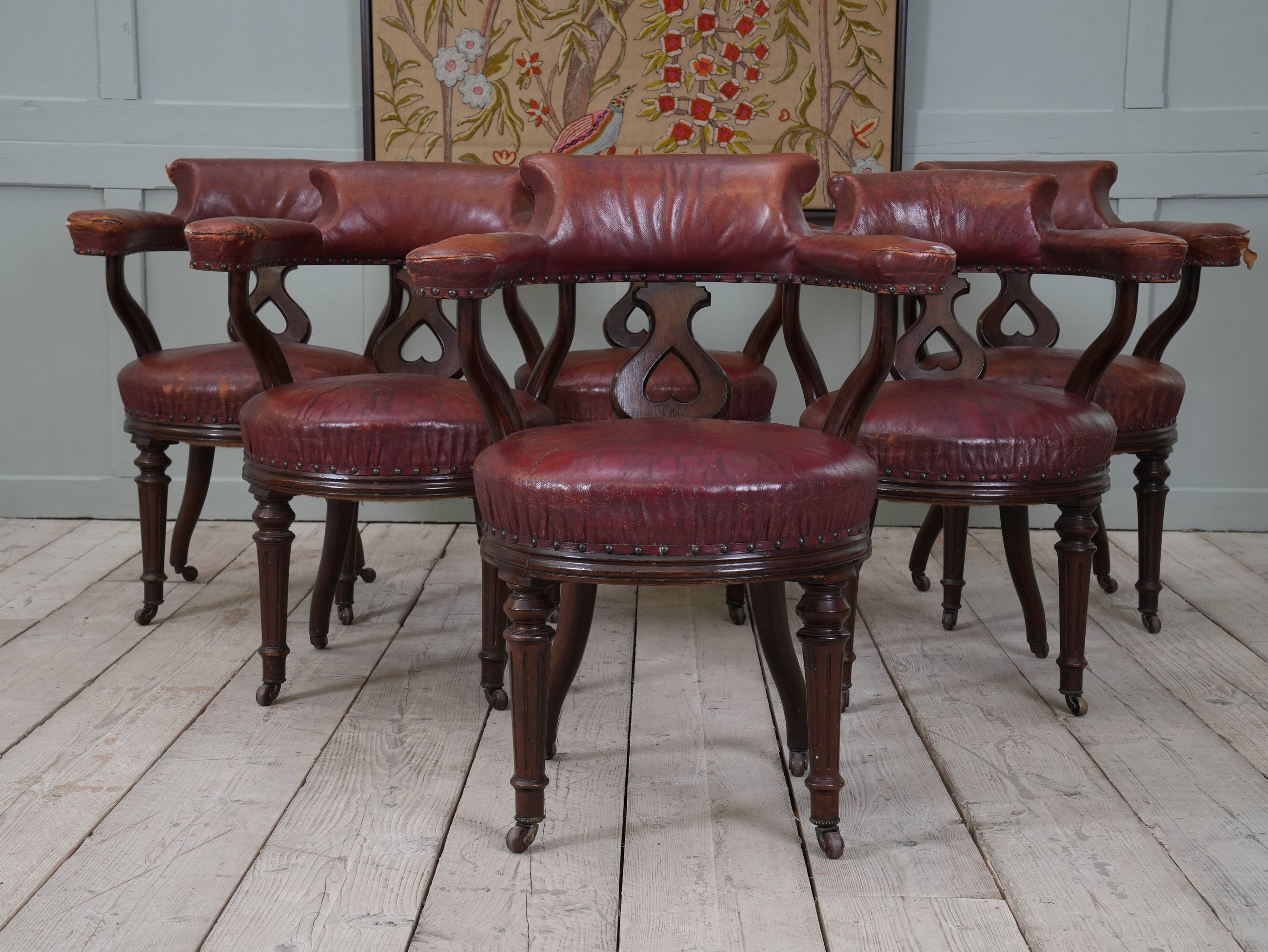 A Set of Six 19th Century Gillows Library Chairs