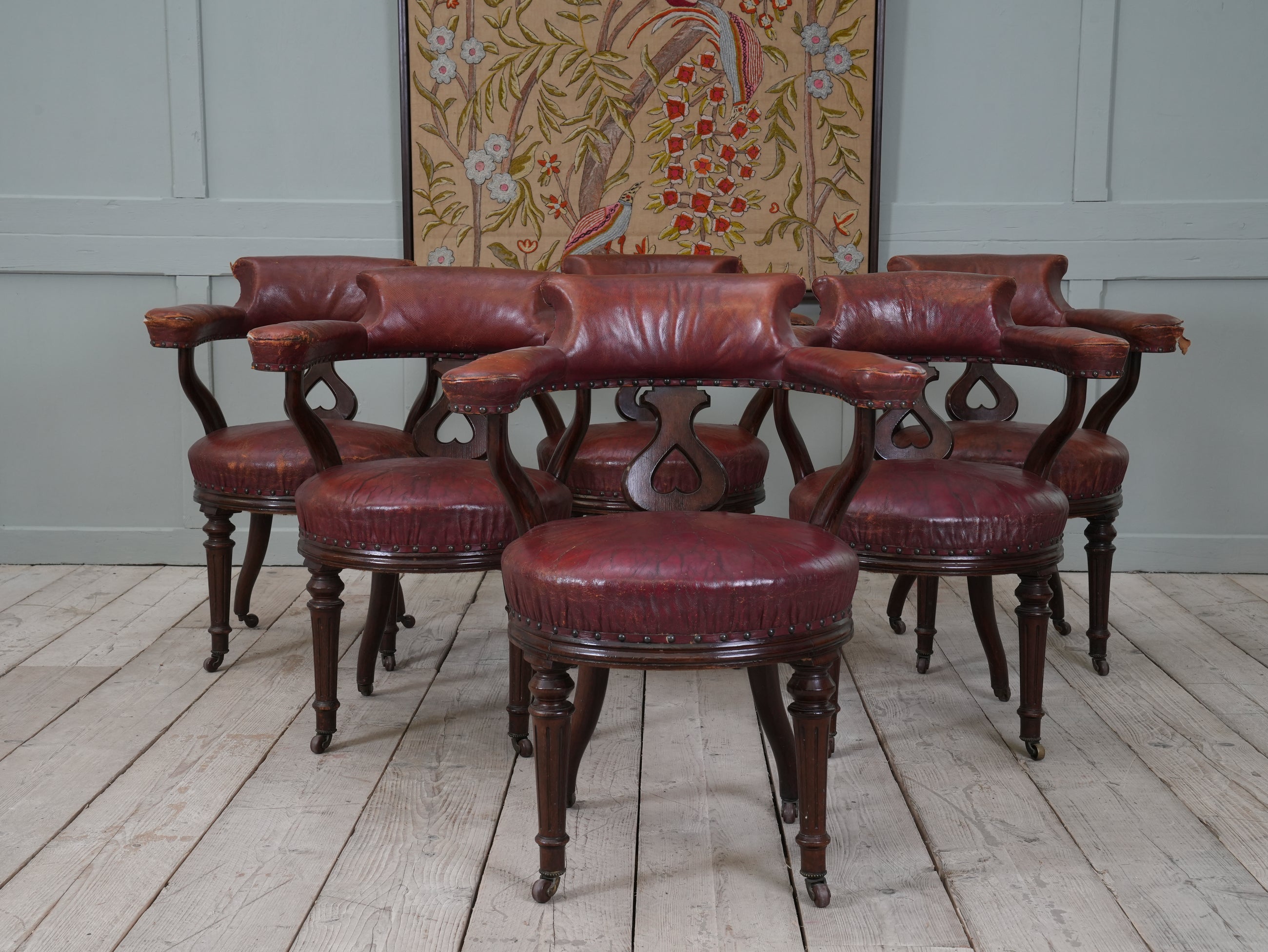 A Set of Six 19th Century Gillows Library Chairs