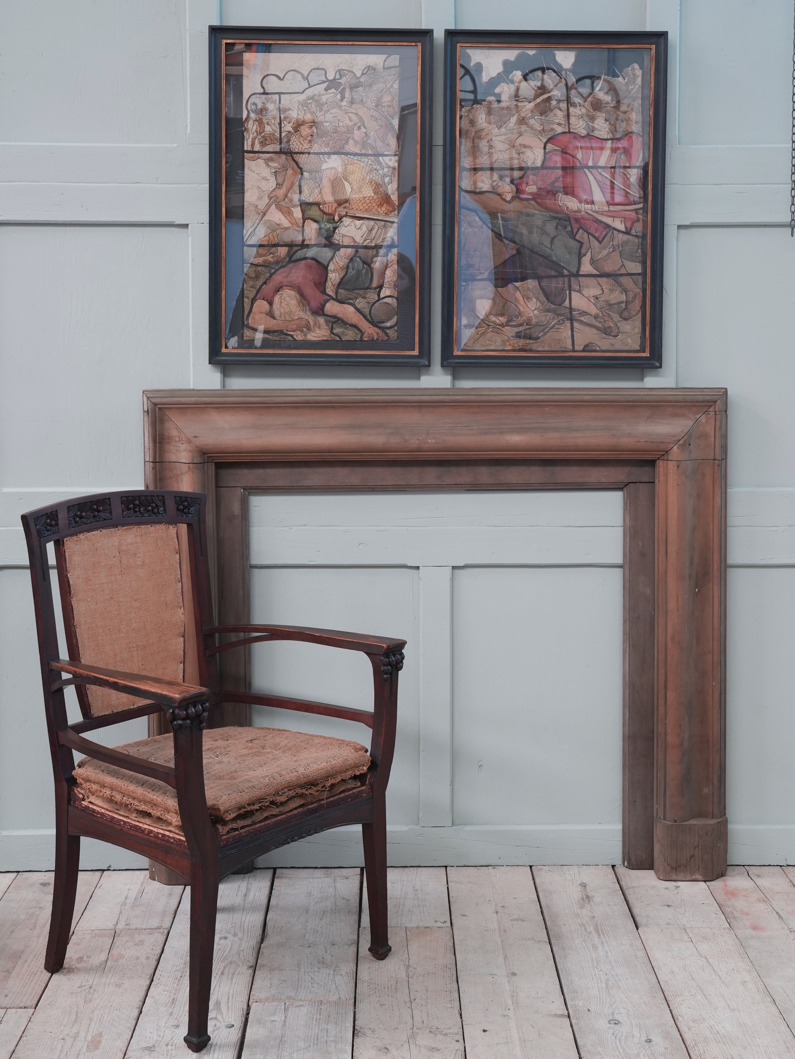 A Pair of 19th Century Stained Glass Watercolour Cartoons