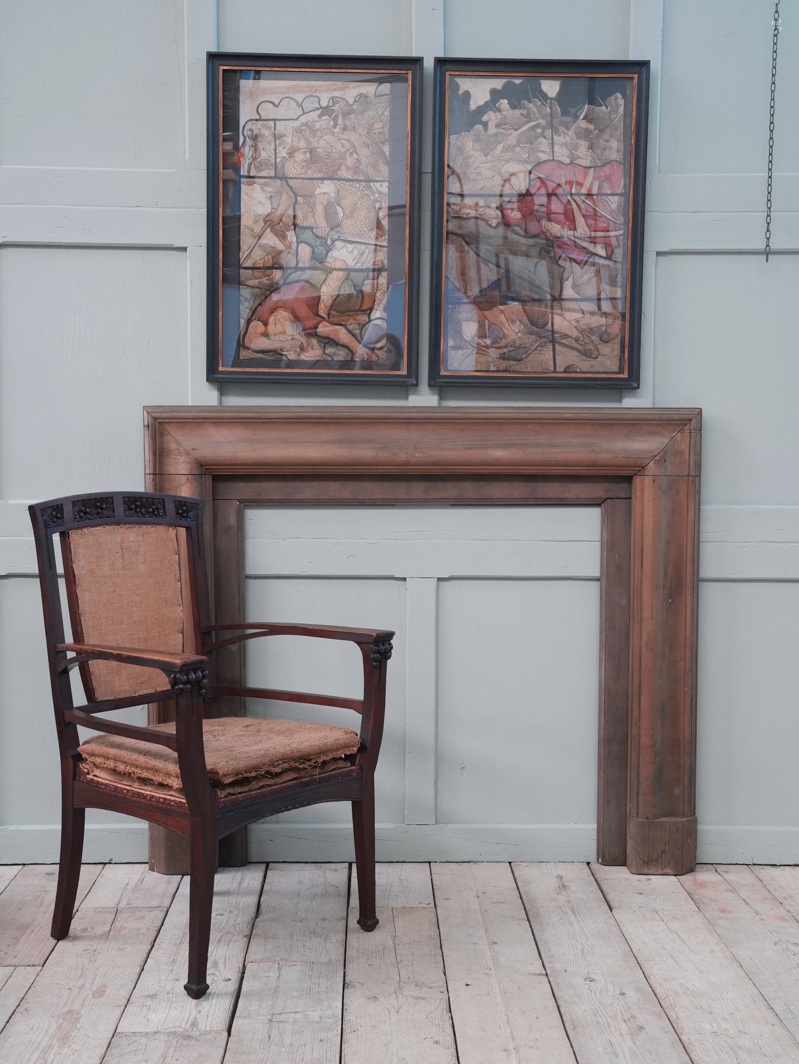 A Pair of 19th Century Stained Glass Watercolour Cartoons