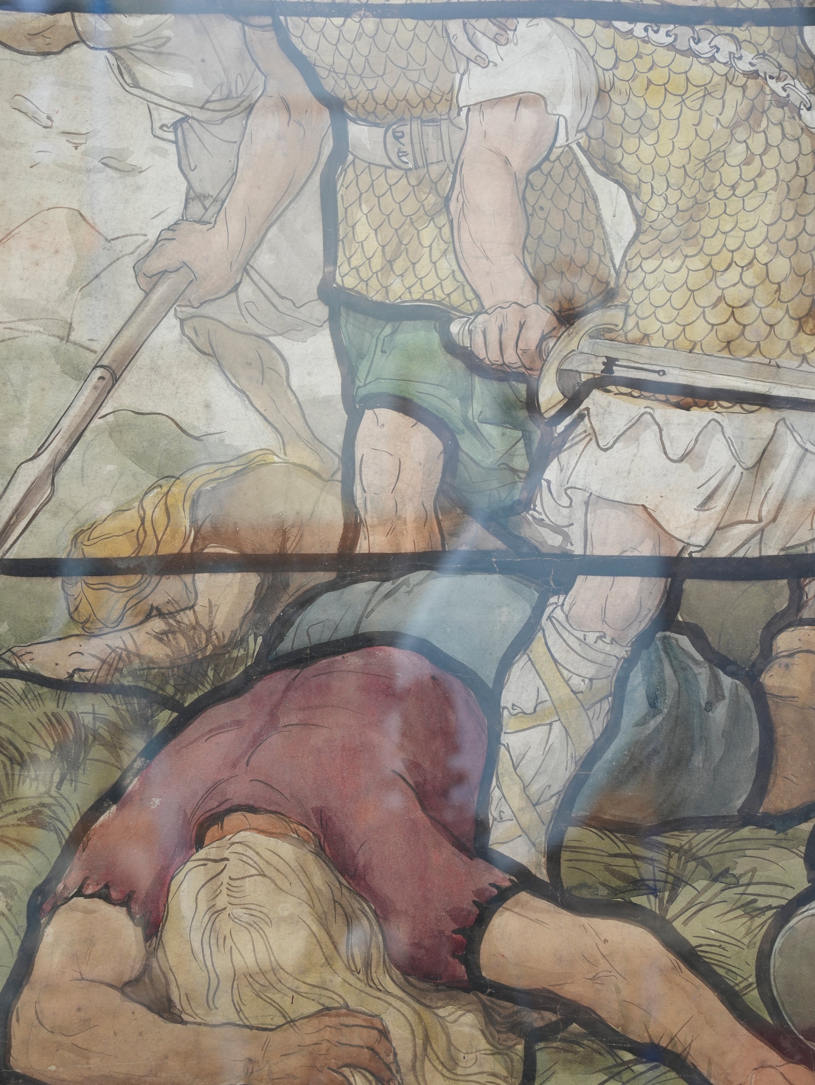 A Pair of 19th Century Stained Glass Watercolour Cartoons