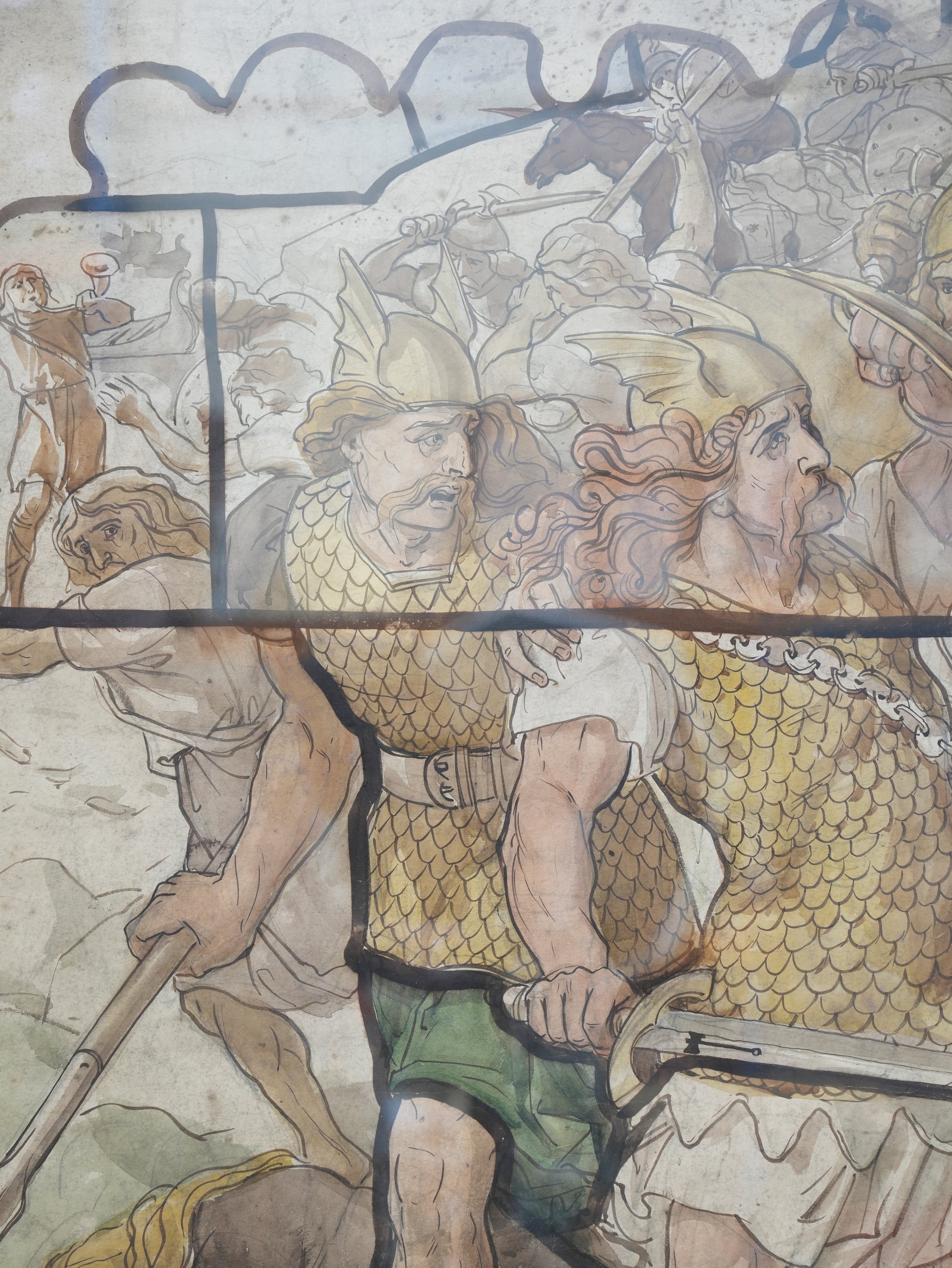 A Pair of 19th Century Stained Glass Watercolour Cartoons