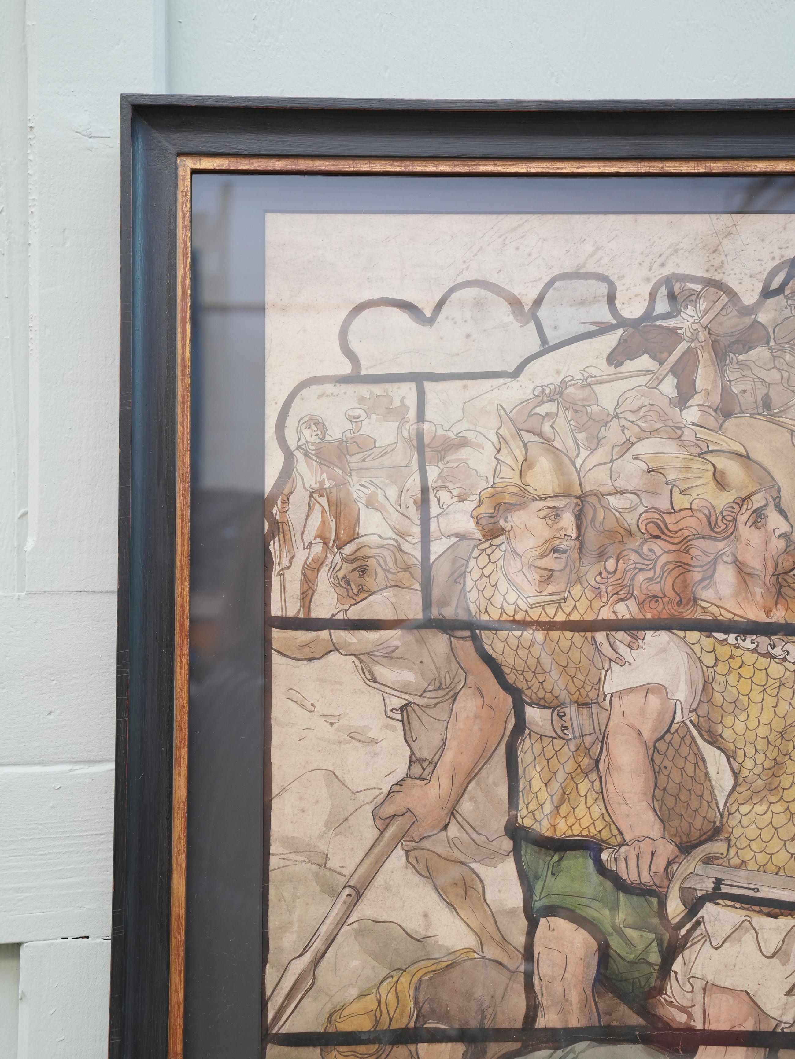 A Pair of 19th Century Stained Glass Watercolour Cartoons