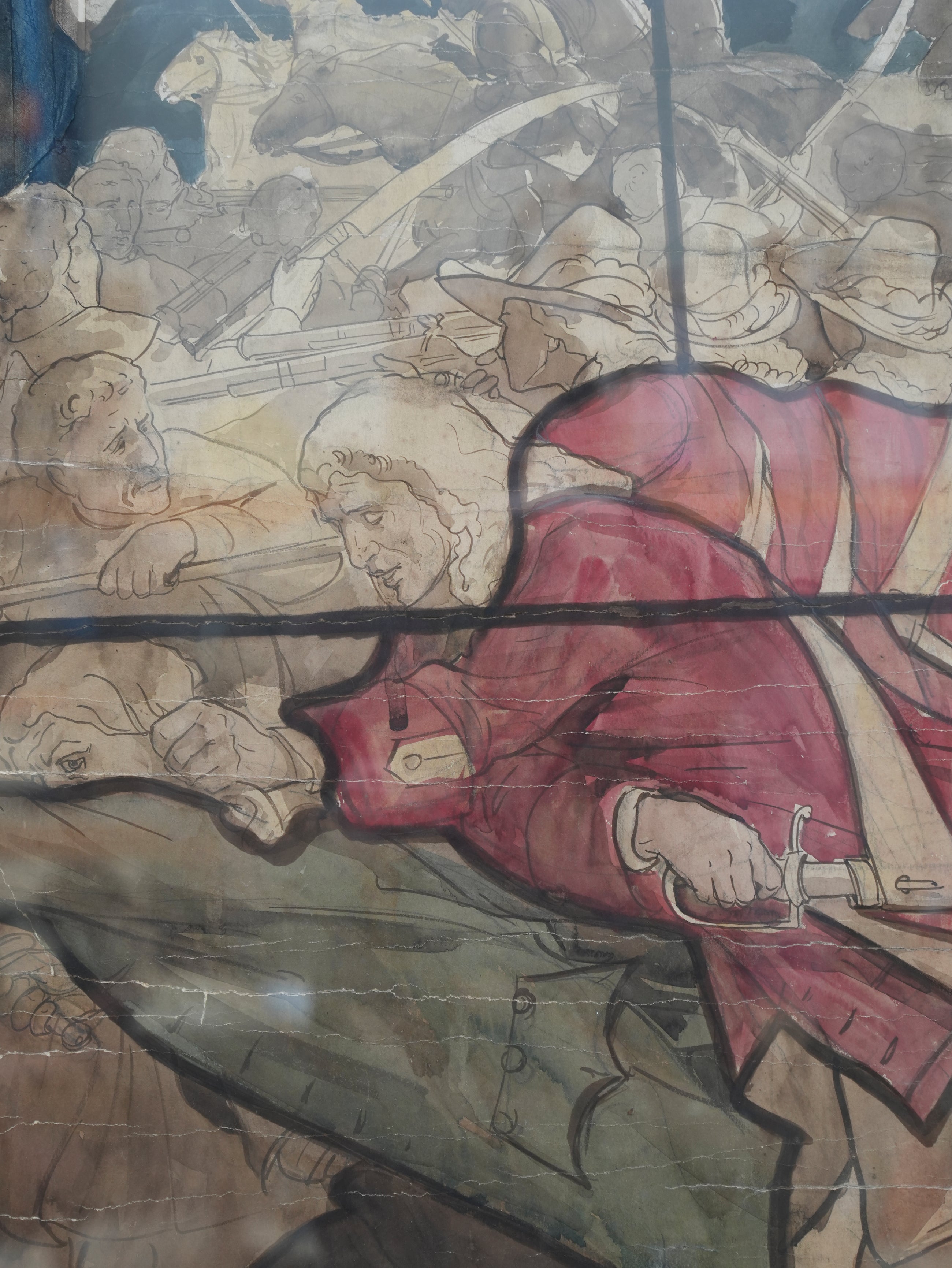 A Pair of 19th Century Stained Glass Watercolour Cartoons