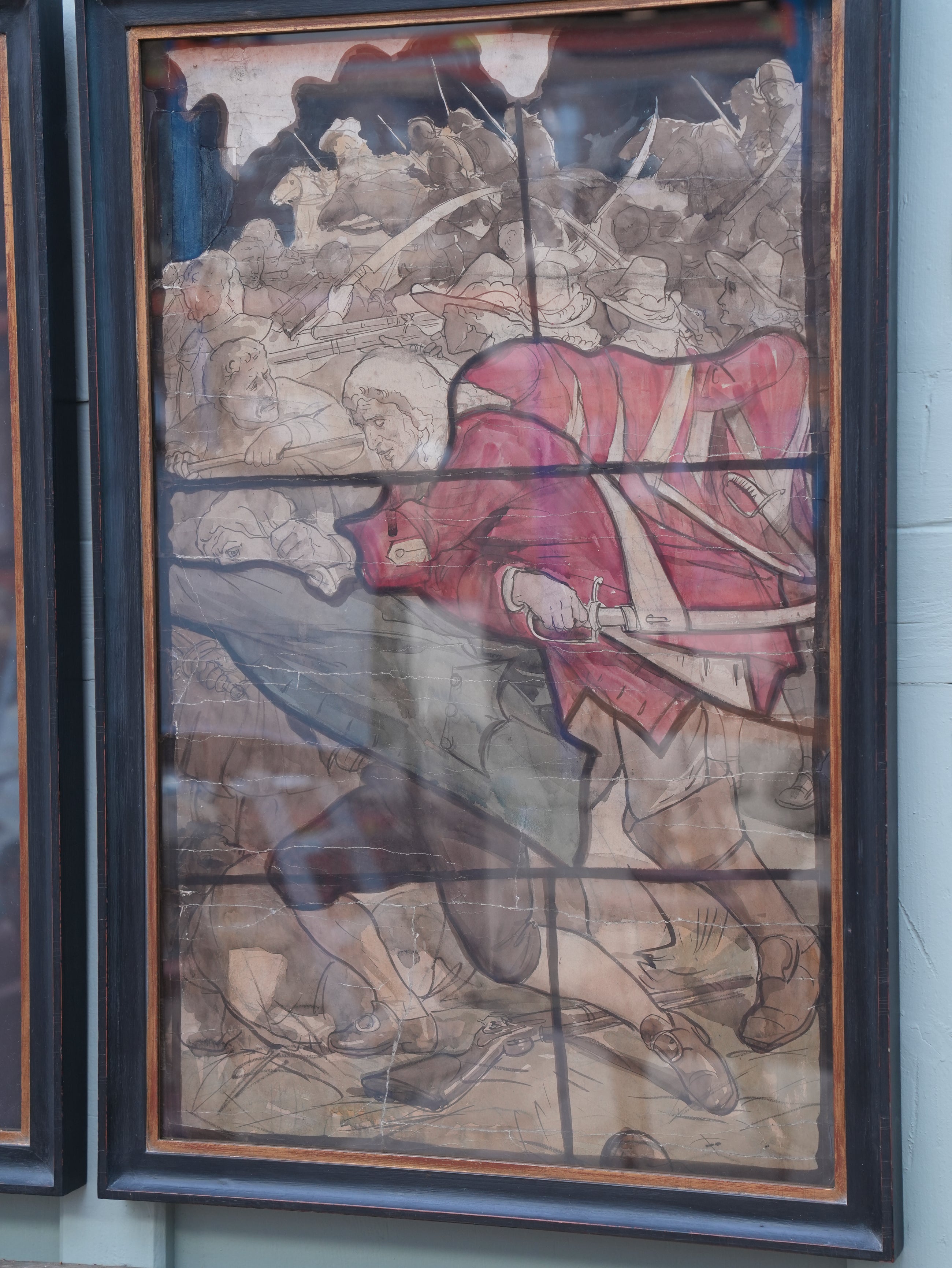 A Pair of 19th Century Stained Glass Watercolour Cartoons