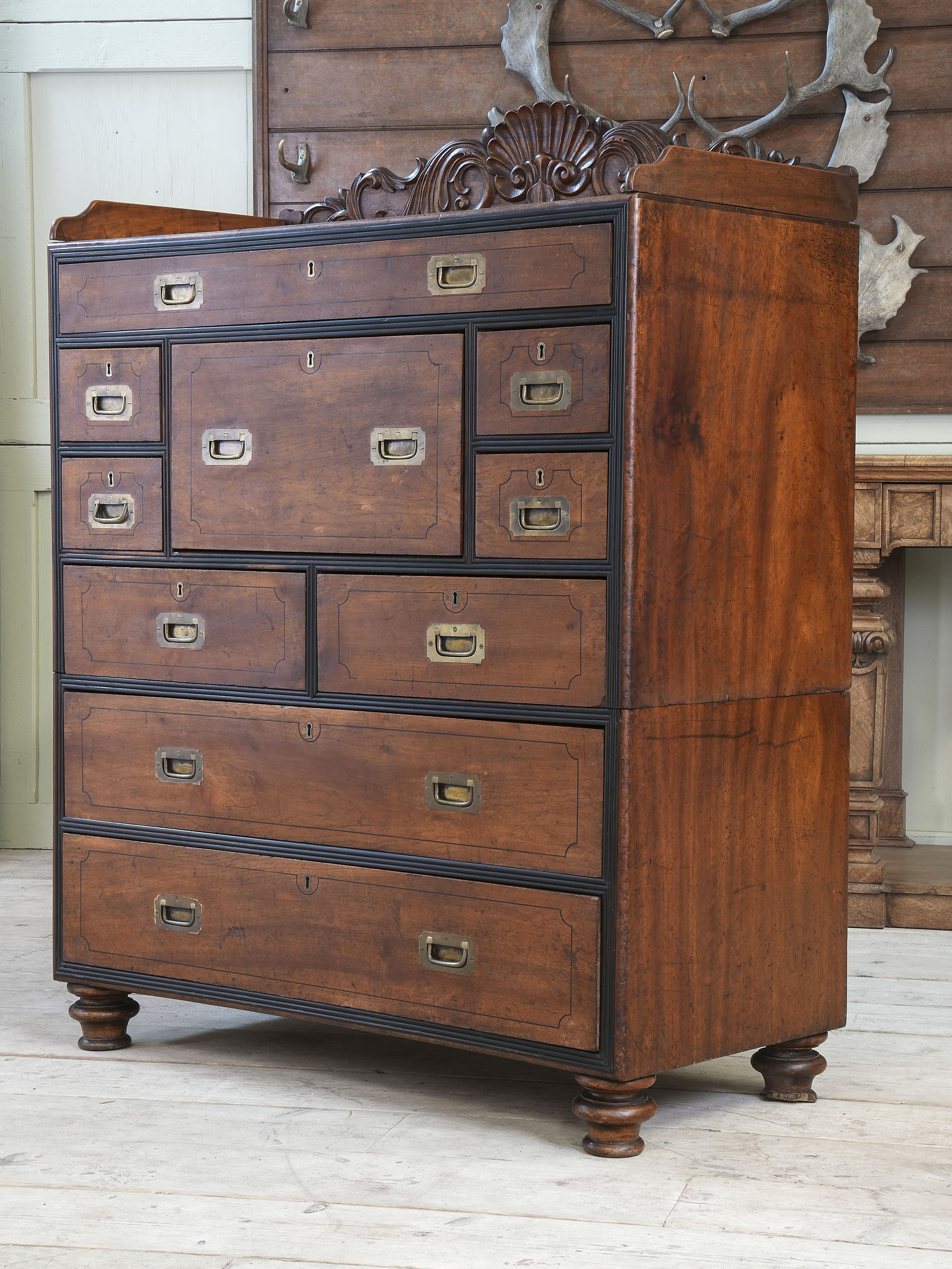 Anglo Chinese Camphor Wood & Ebony Campaign Chest