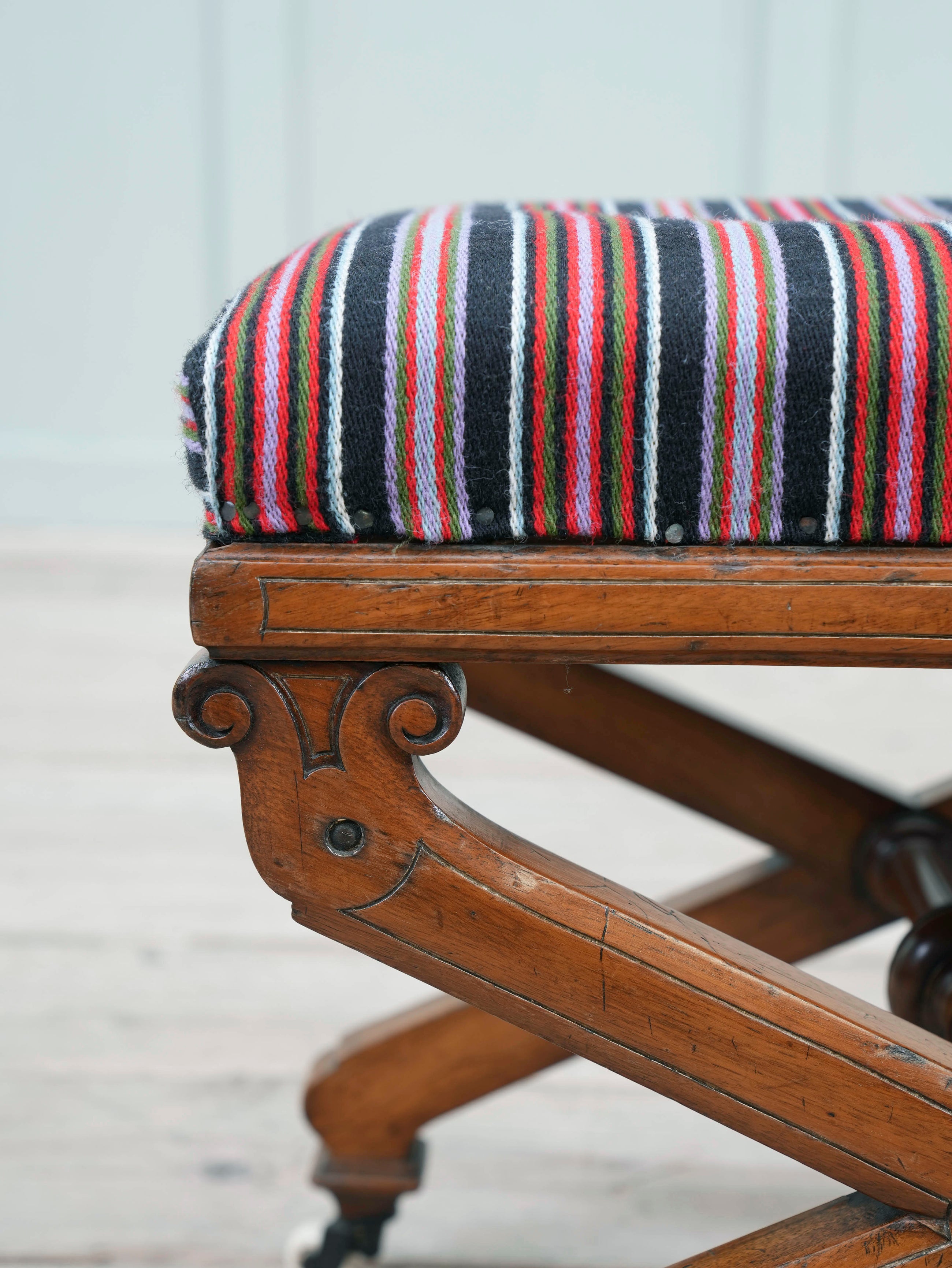 A 19th Century Walnut X Frame Stool
