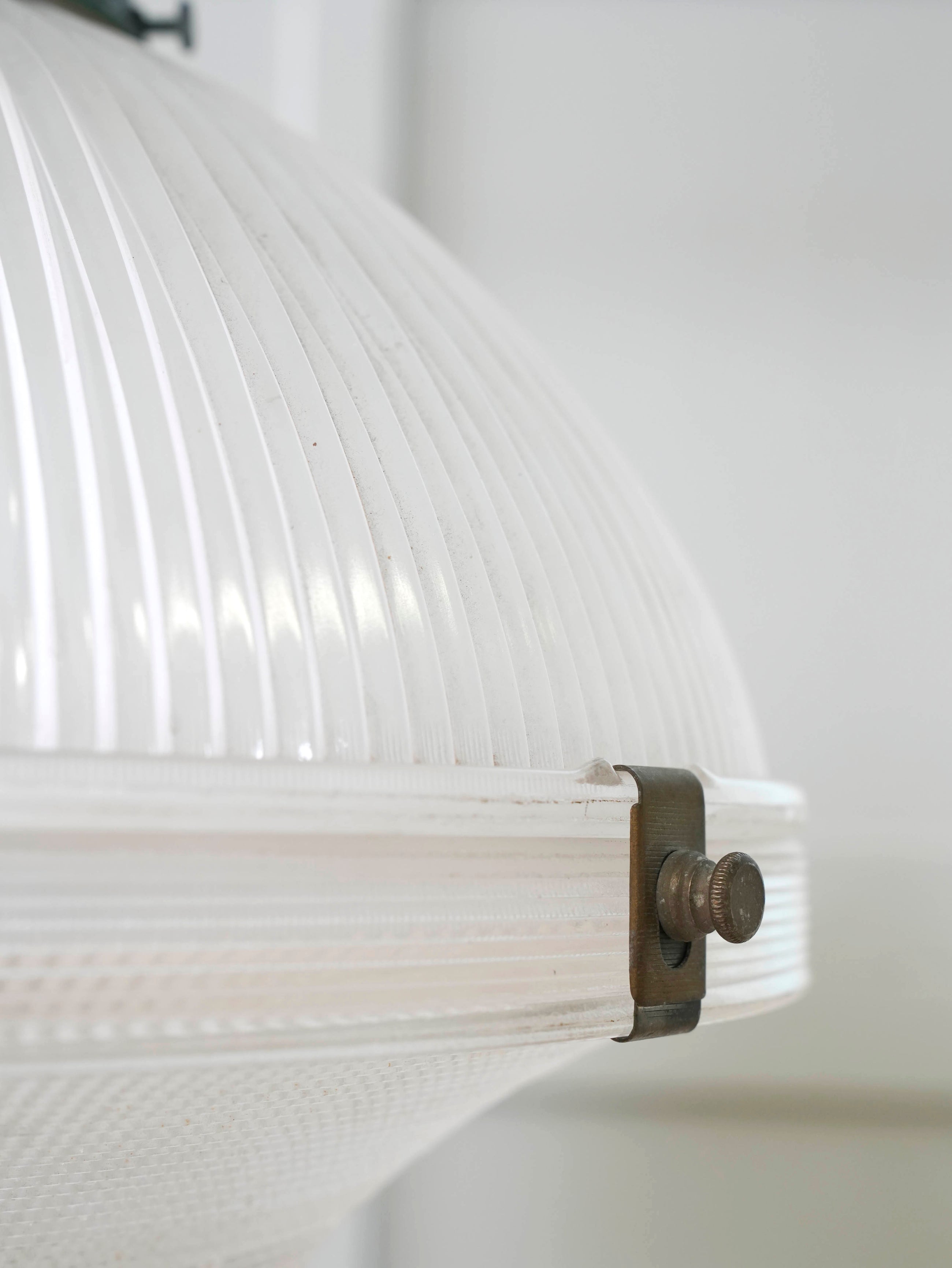 A Large Holophane Prismatic Glass Pendant Light