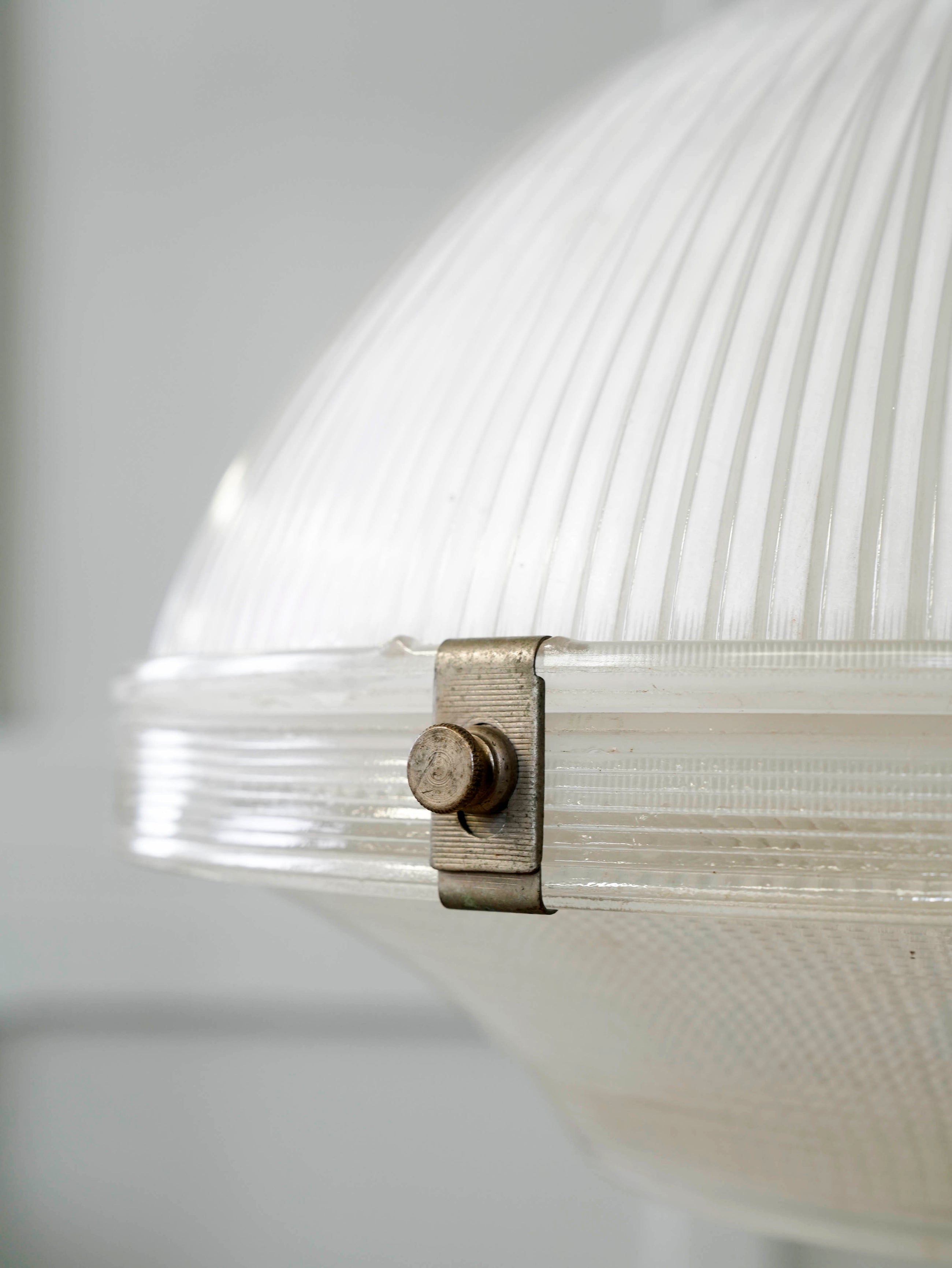 A Large Holophane Prismatic Glass Pendant Light