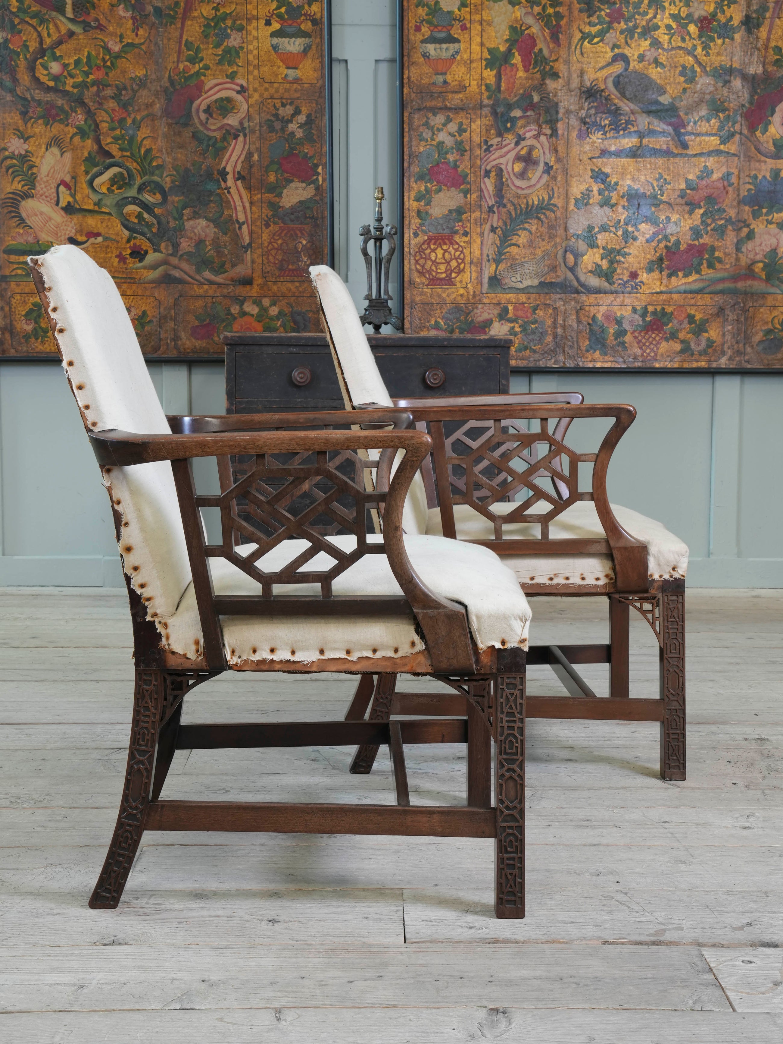 A Pair of Marsh-Jones & Cribb Chinese Chippendale Armchairs