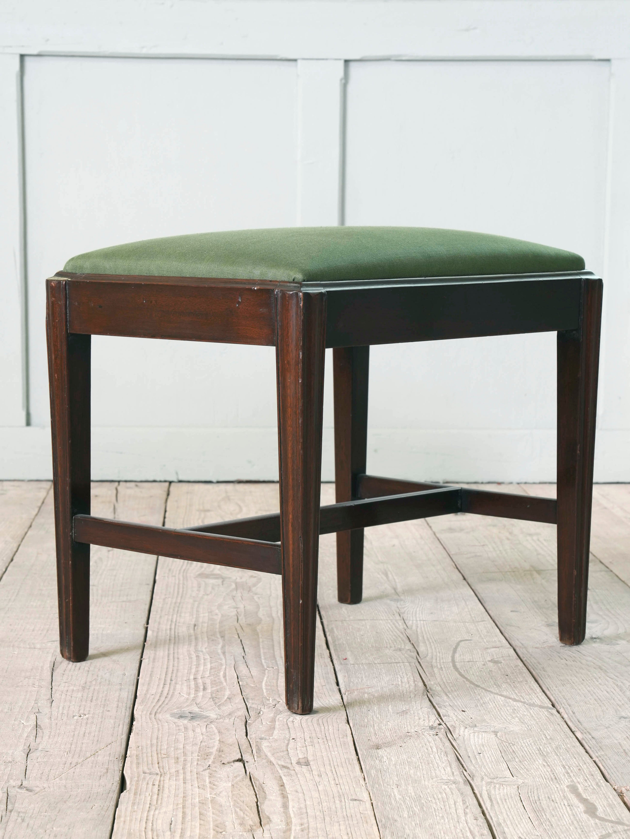 Two George III Upholstered Mahogany Stools