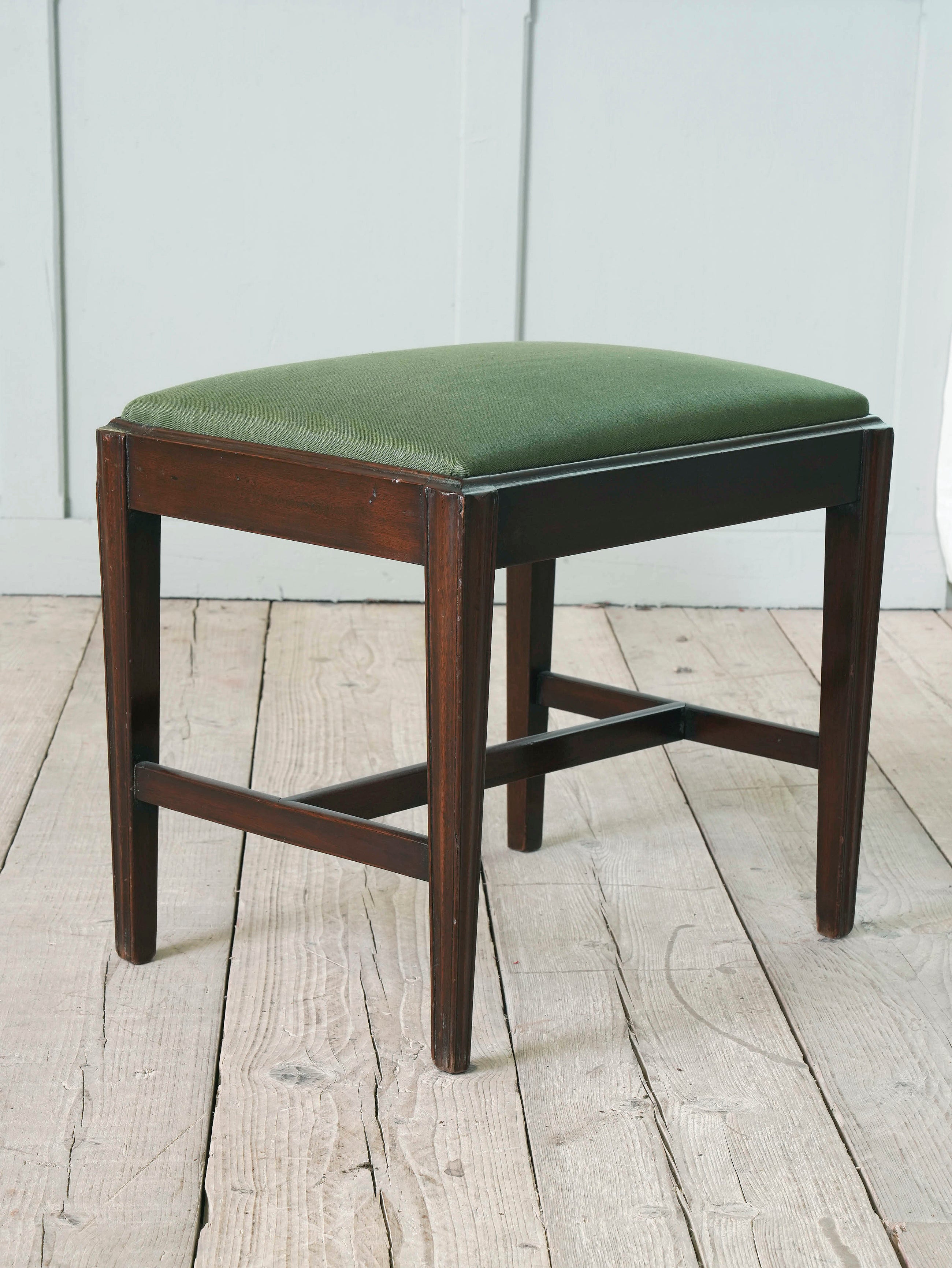 Two George III Upholstered Mahogany Stools