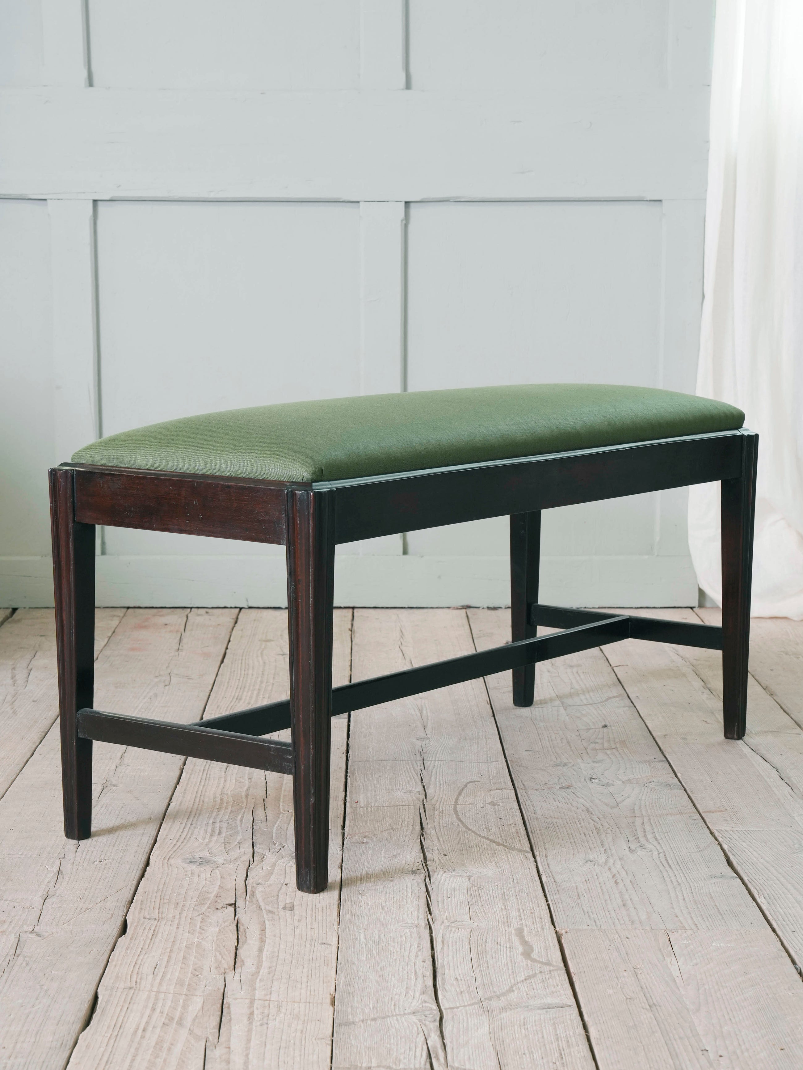 Two George III Upholstered Mahogany Stools