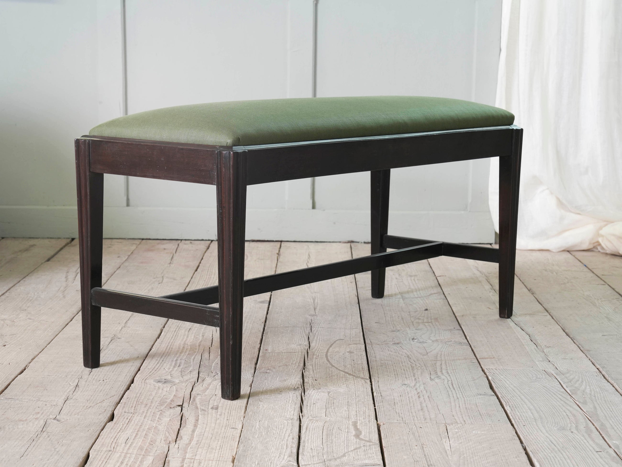 Two George III Upholstered Mahogany Stools