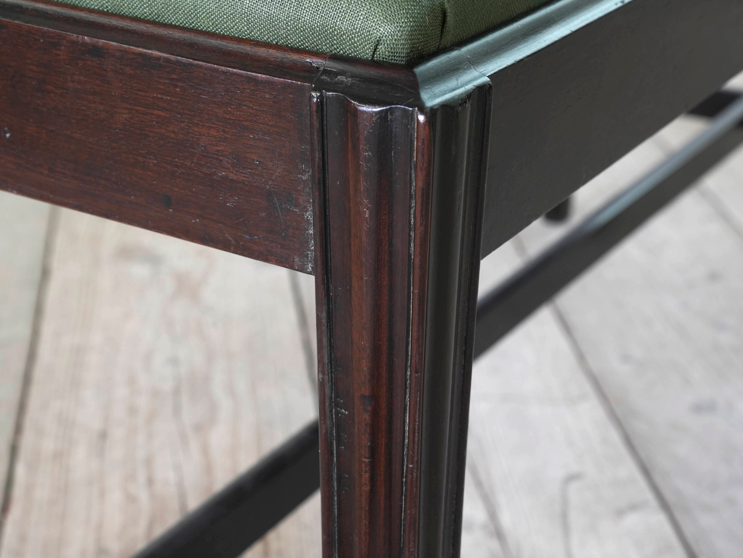 Two George III Upholstered Mahogany Stools