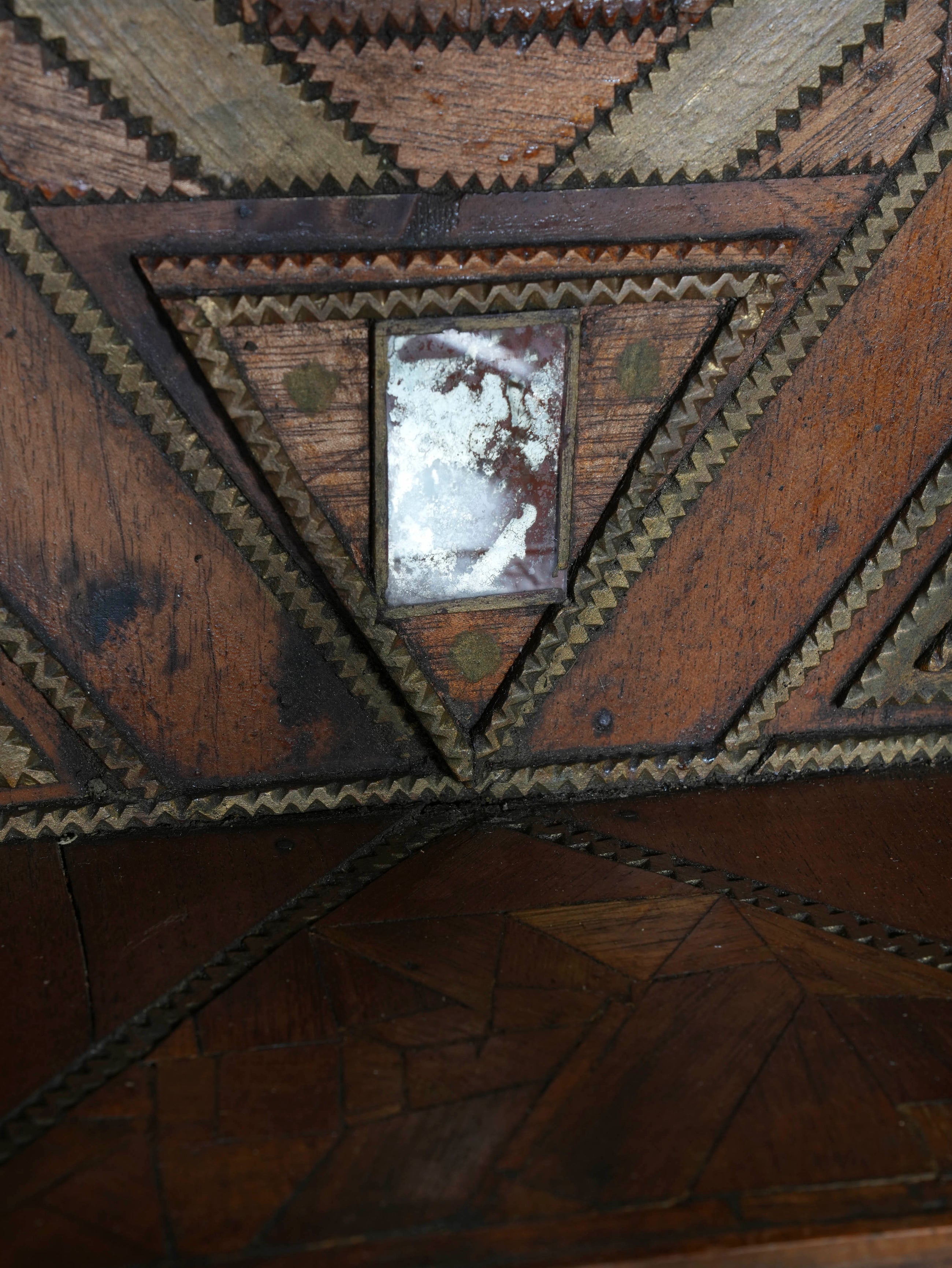 A Glazed Tramp Art Cabinet