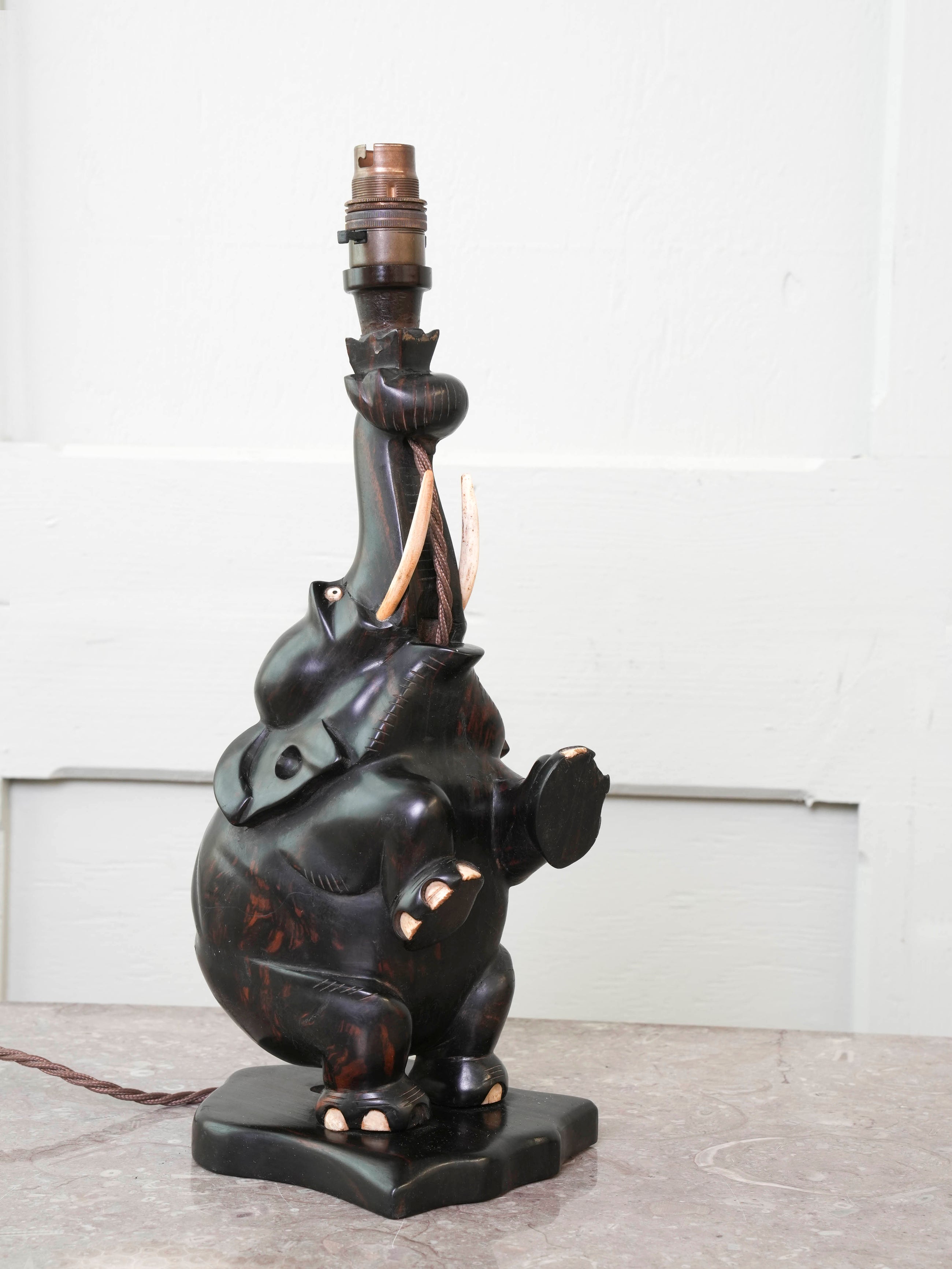 A Rosewood Elephant Lamp
