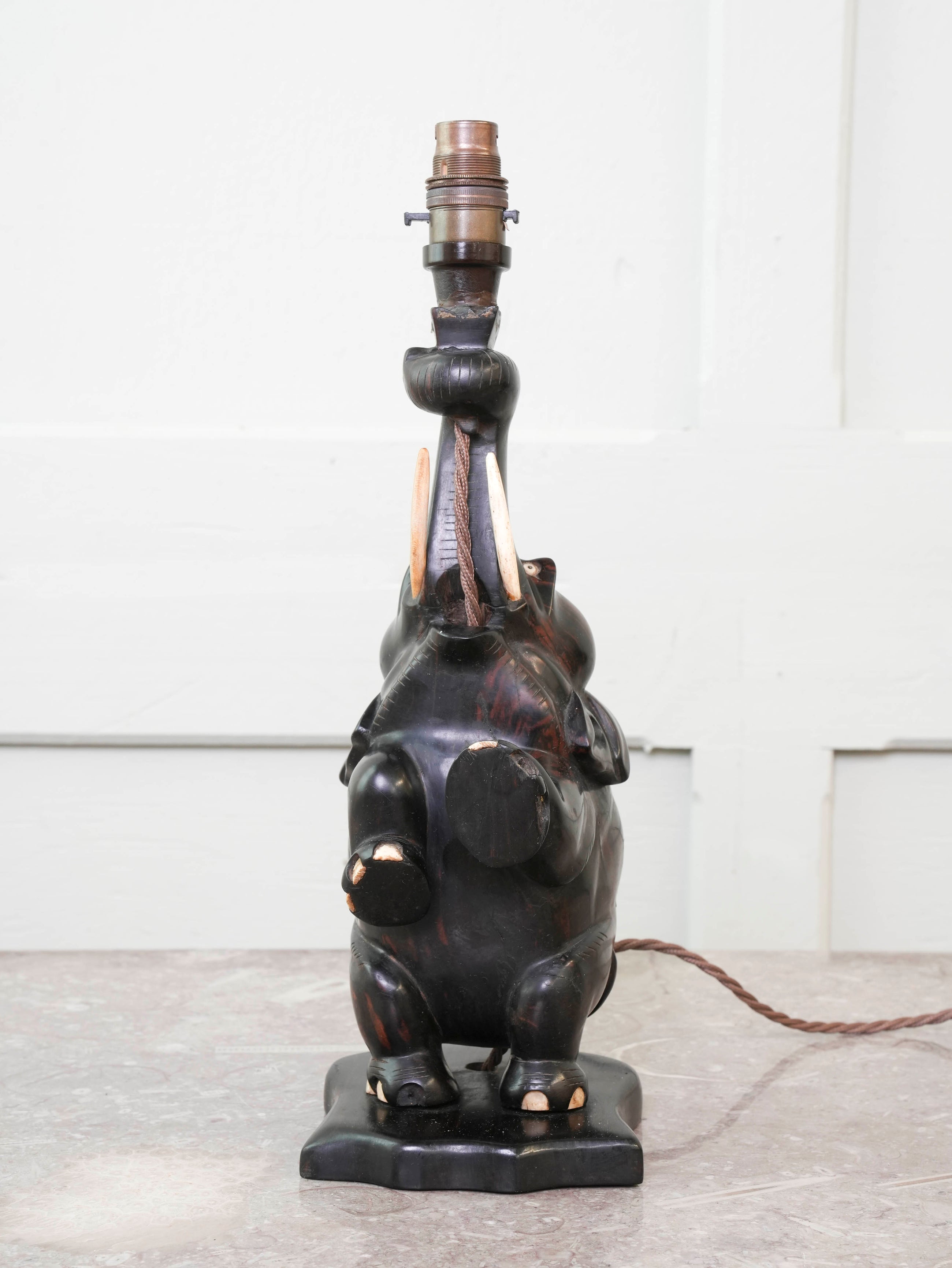 A Rosewood Elephant Lamp