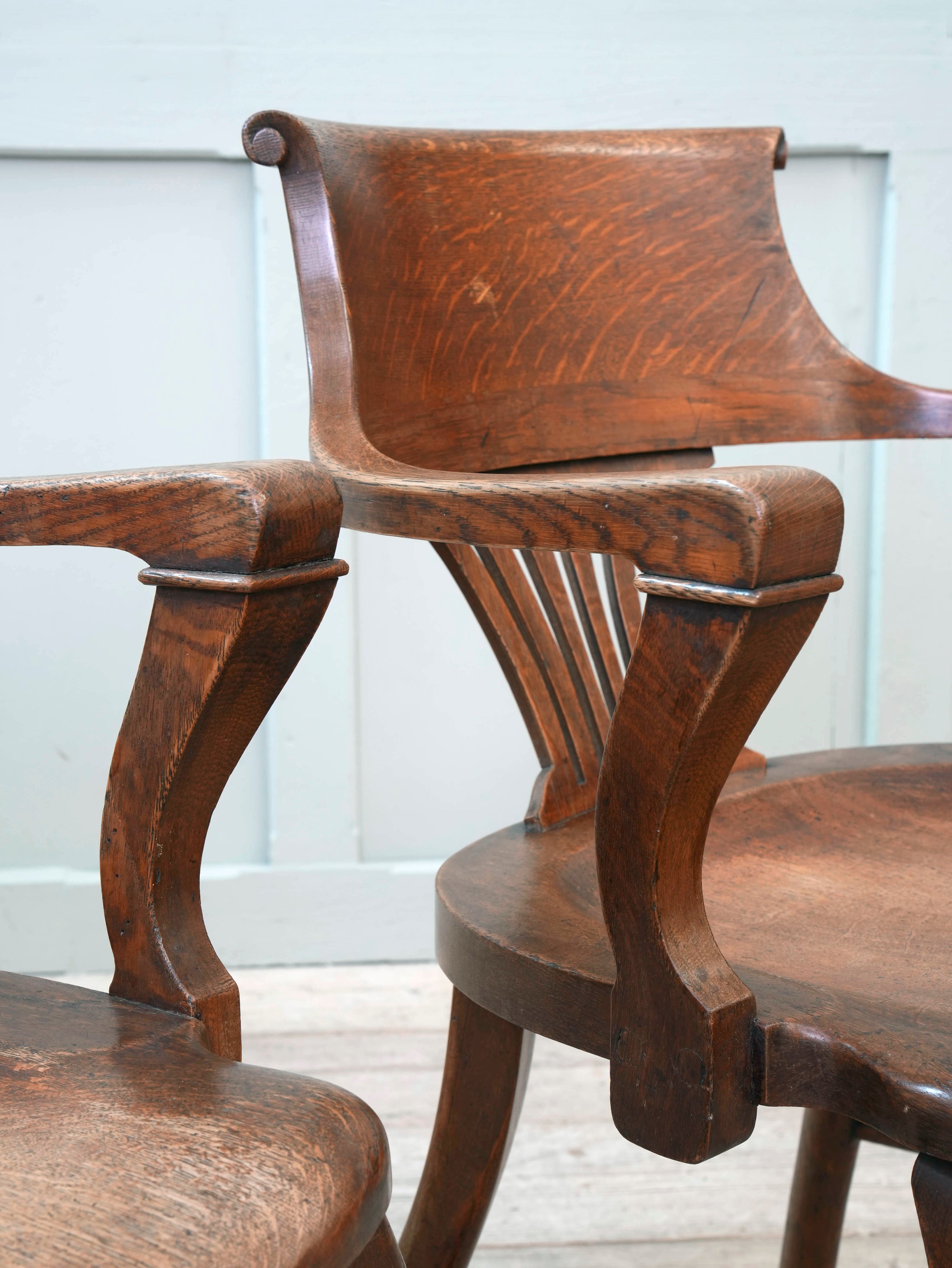 A Pair of 1920s Oak Desk Chairs