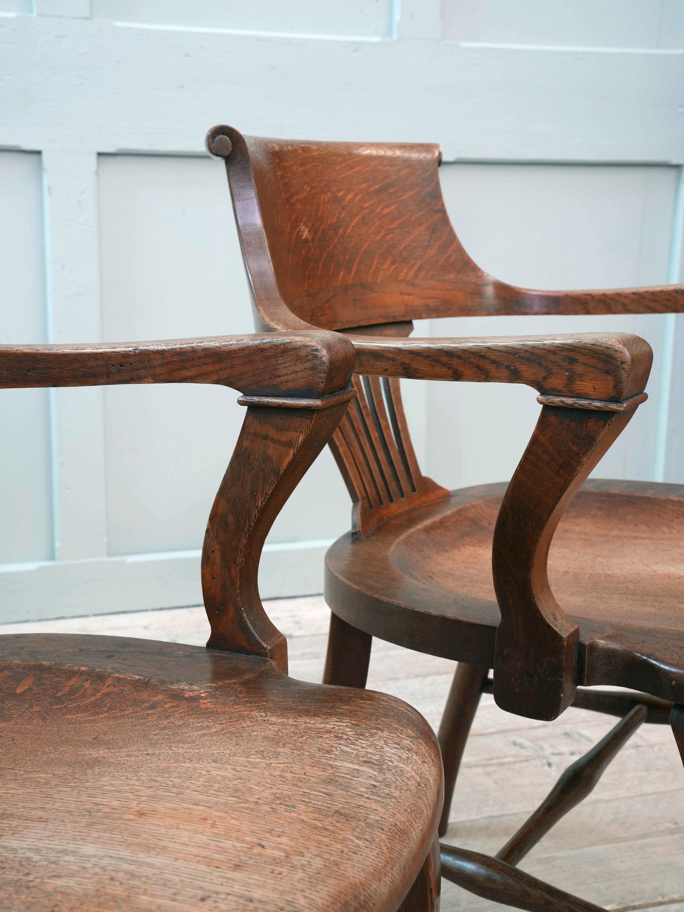 A Pair of 1920s Oak Desk Chairs