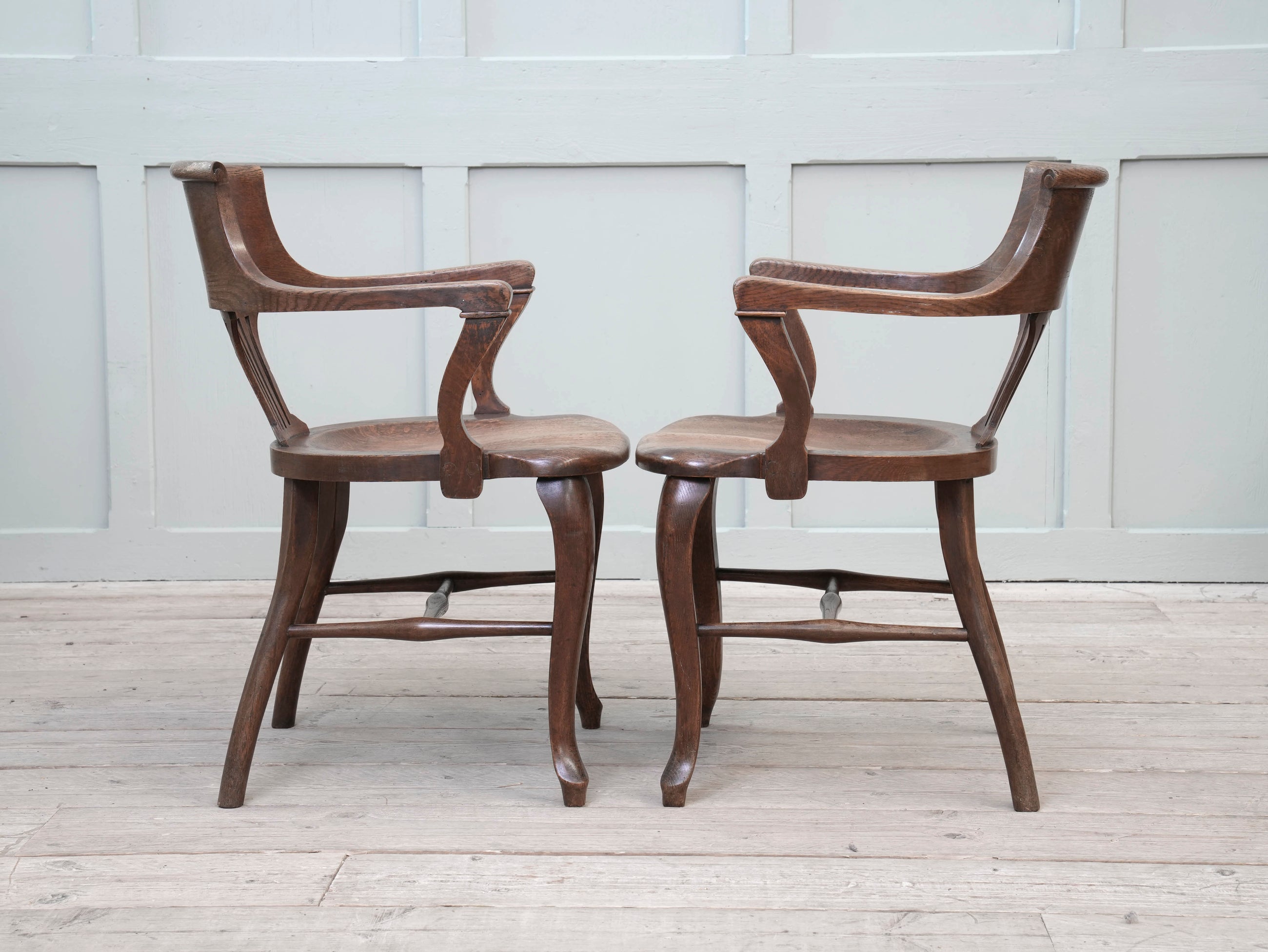 A Pair of 1920s Oak Desk Chairs