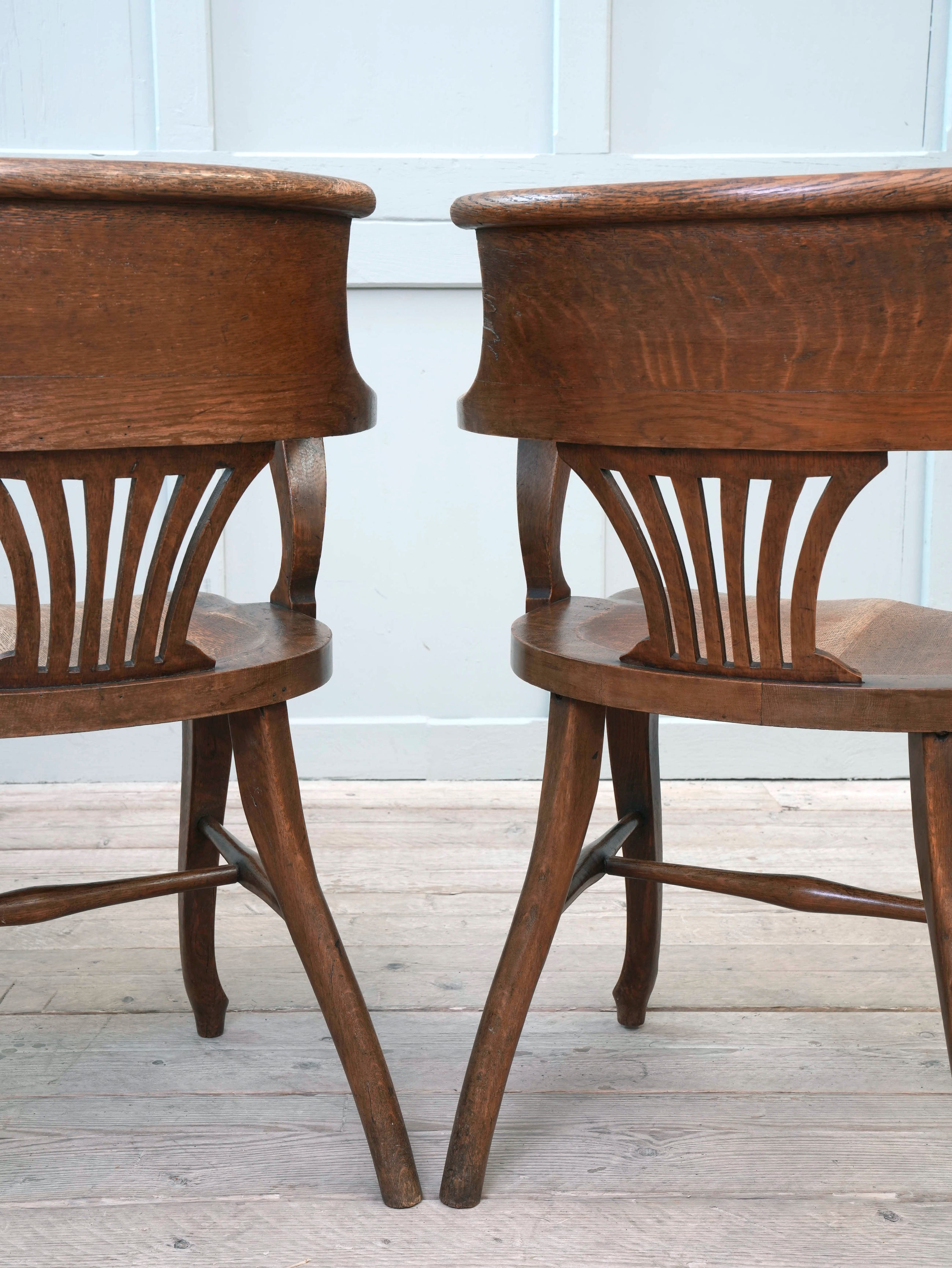 A Pair of 1920s Oak Desk Chairs
