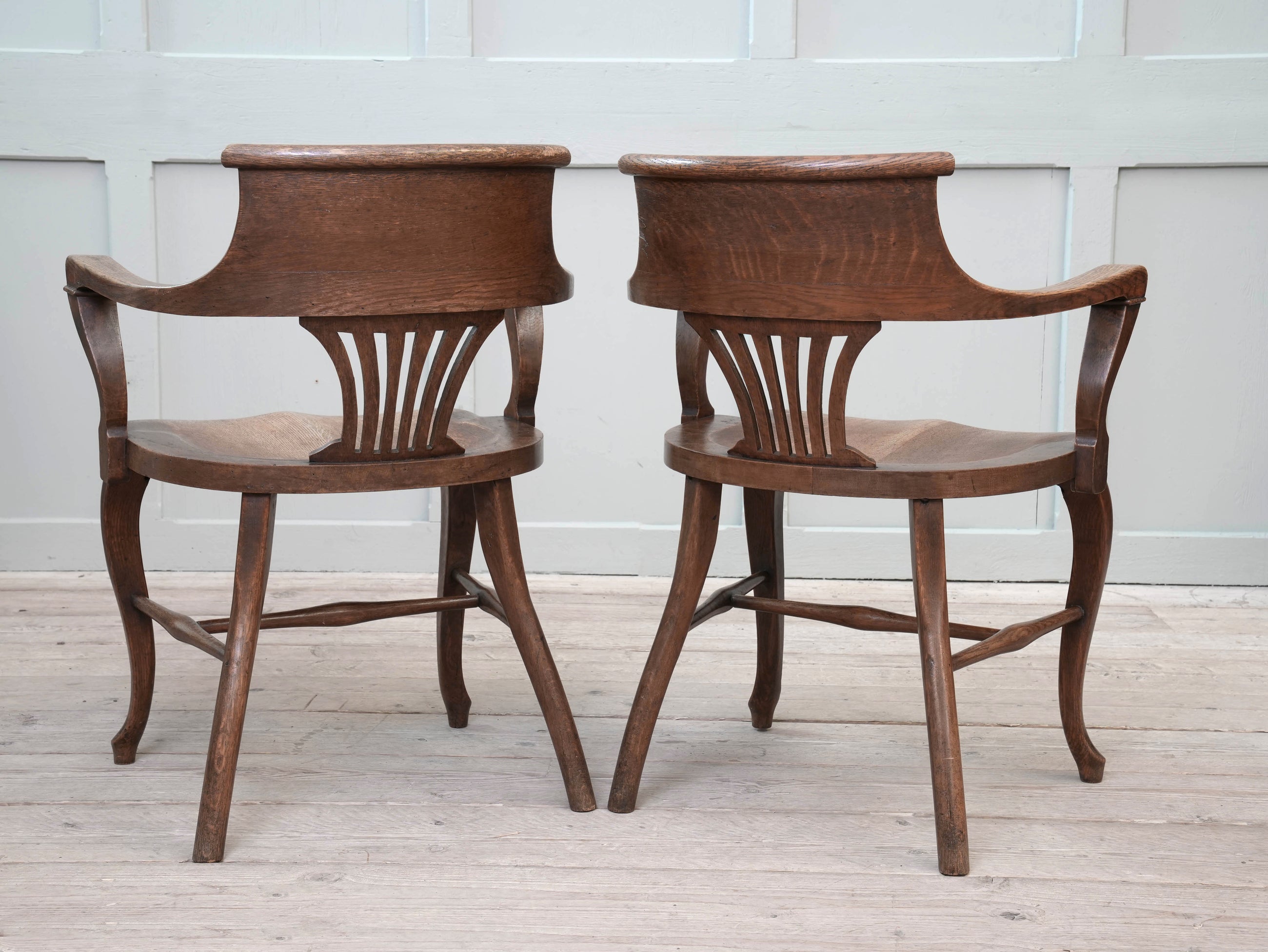A Pair of 1920s Oak Desk Chairs