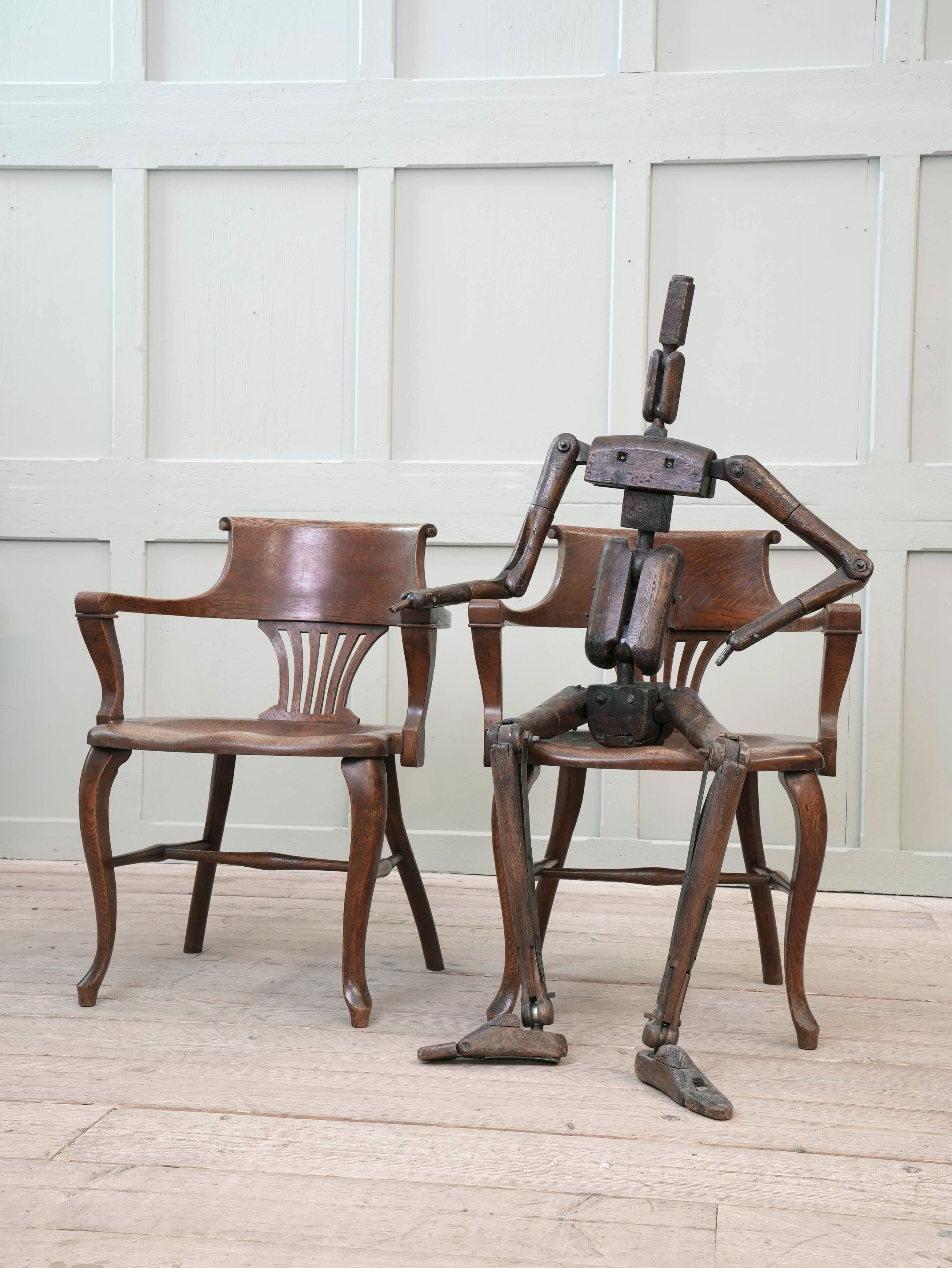 A Pair of 1920s Oak Desk Chairs
