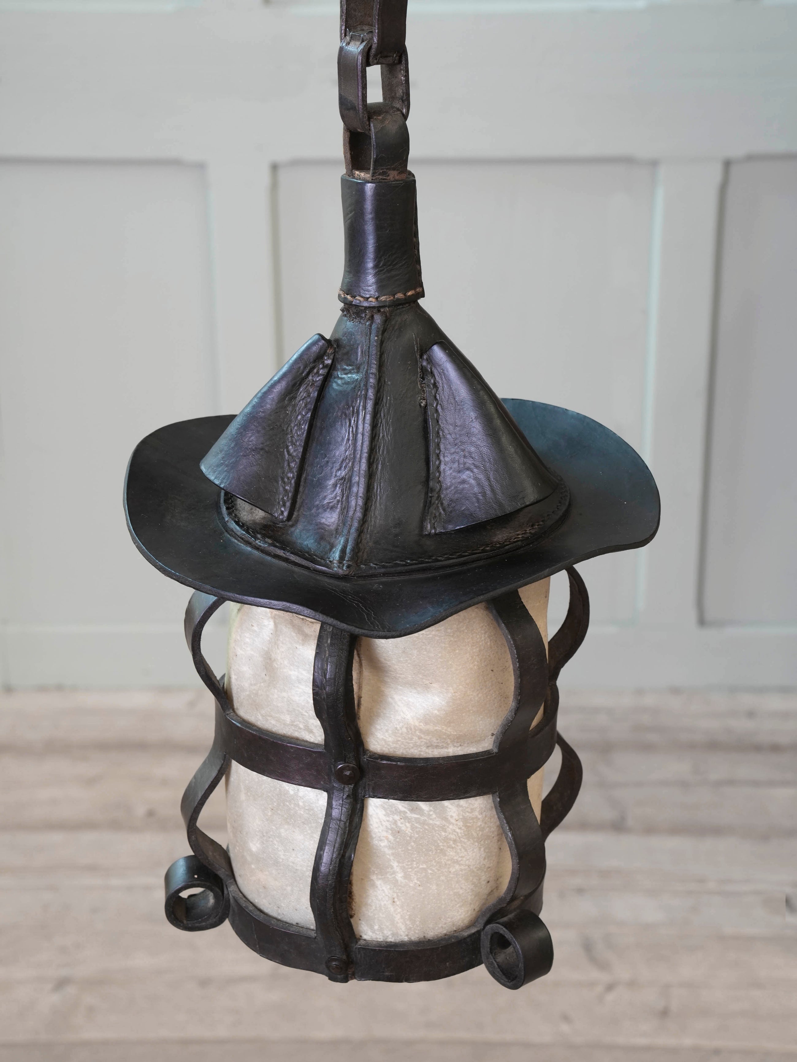 A Leather & Velum Lantern
