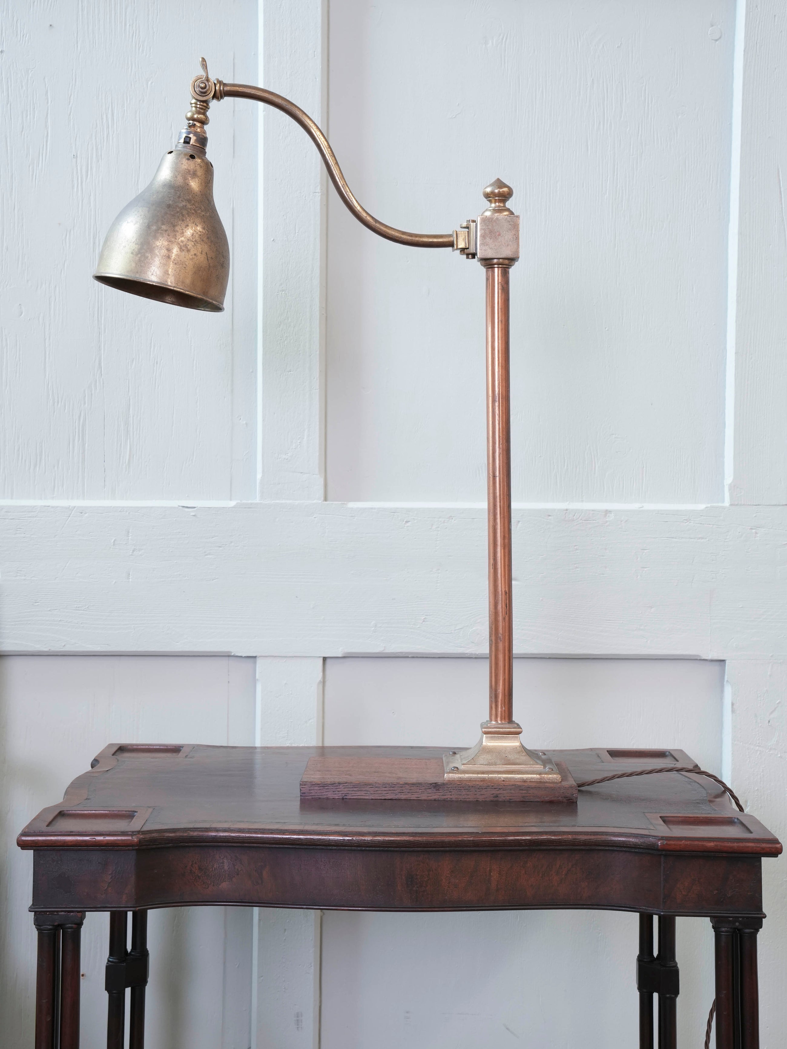 A Bronze & Brass Library Lamp