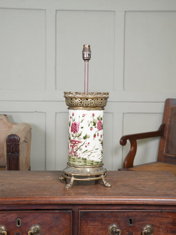 A 19th Century Japanese Vase Table Lamp in Brass Bamboo Mount