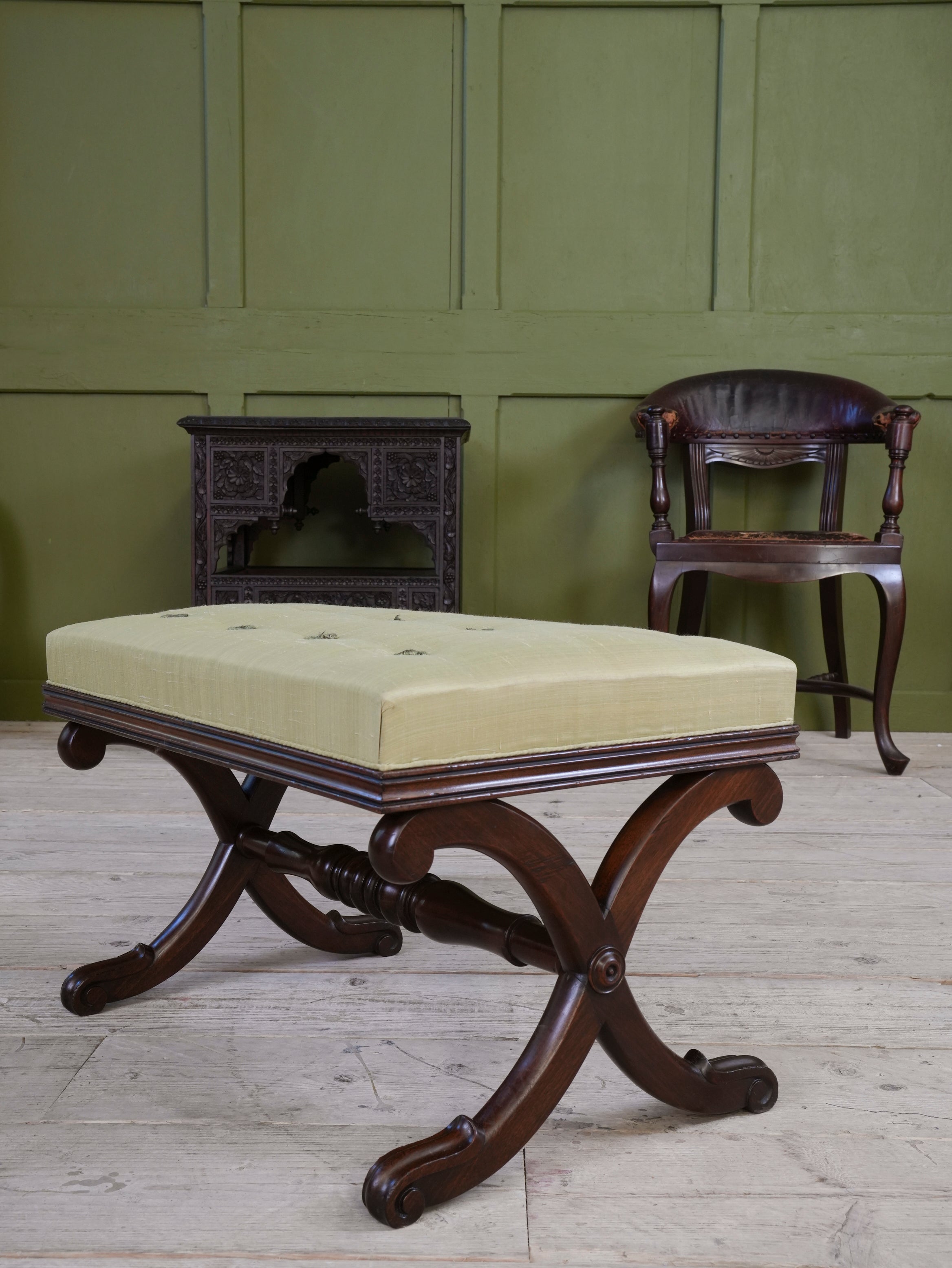 A William IV Mahogany X Frame Stool