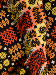 Orange Black & Yellow Derw Tapestry Blanket