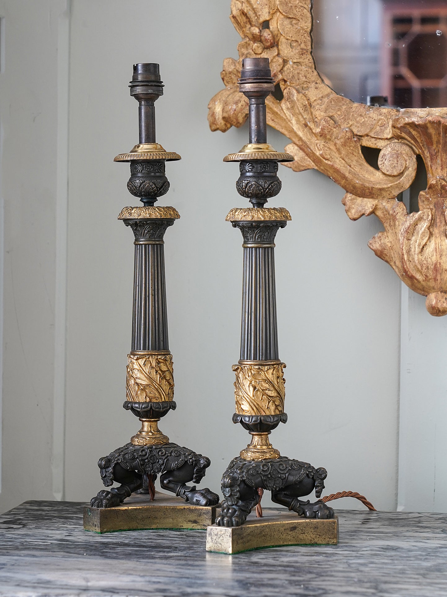 A Pair of 19th Century Candlestick Table Lamps