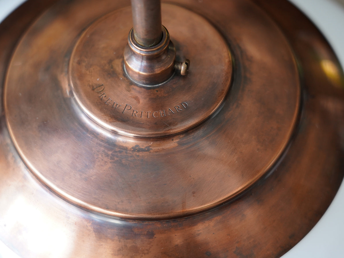 The Tomkin Opaline Glass Pendant in Patinated Copper