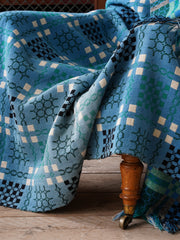 Blue Green Welsh Tapestry Blanket