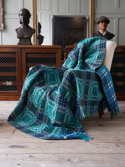 Blue Green Welsh Tapestry Blanket