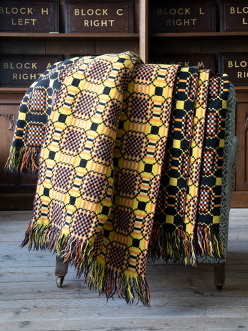 Black & Gold Welsh Tapestry Blanket