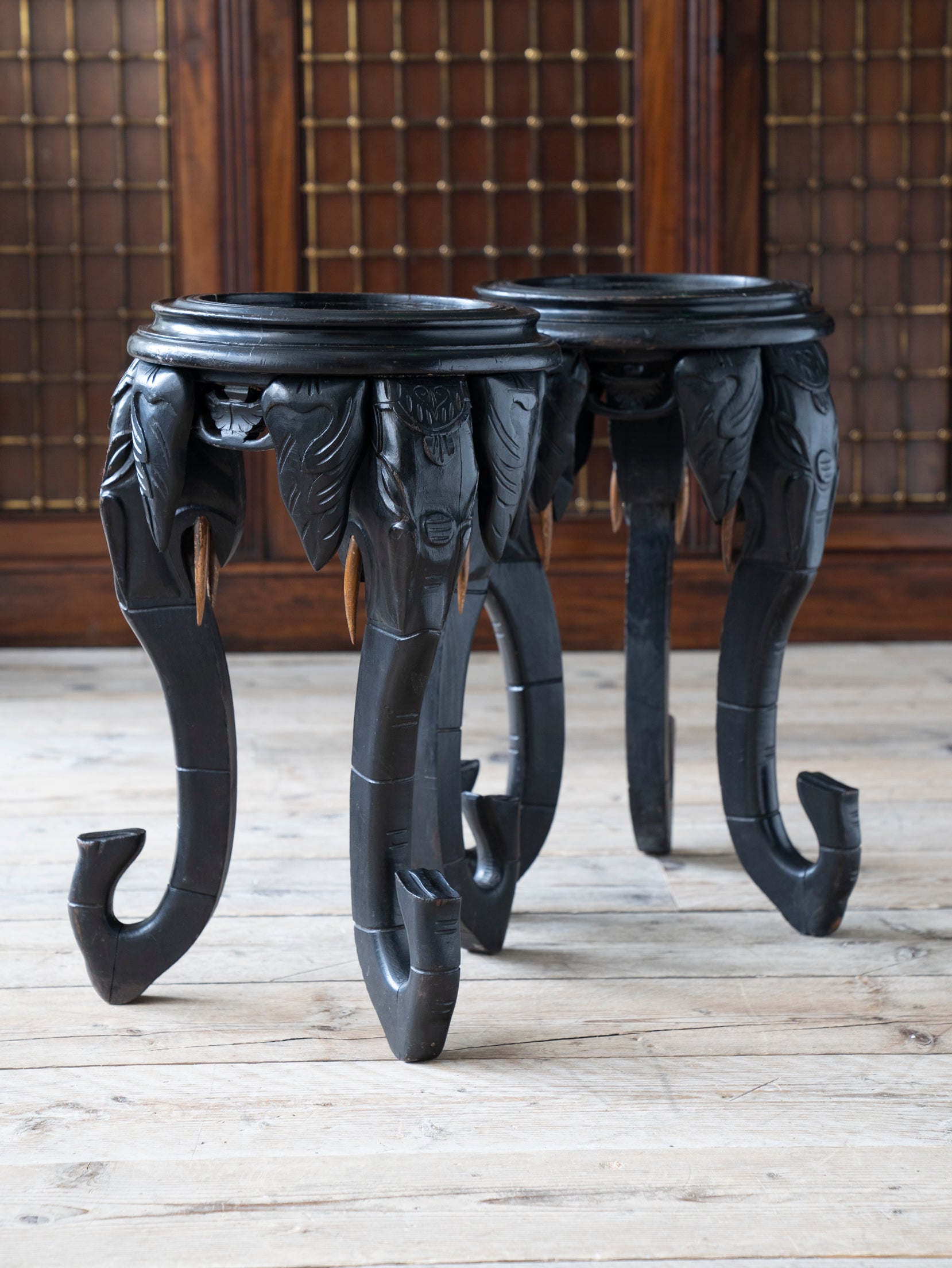 A Pair of Elephant Side Tables