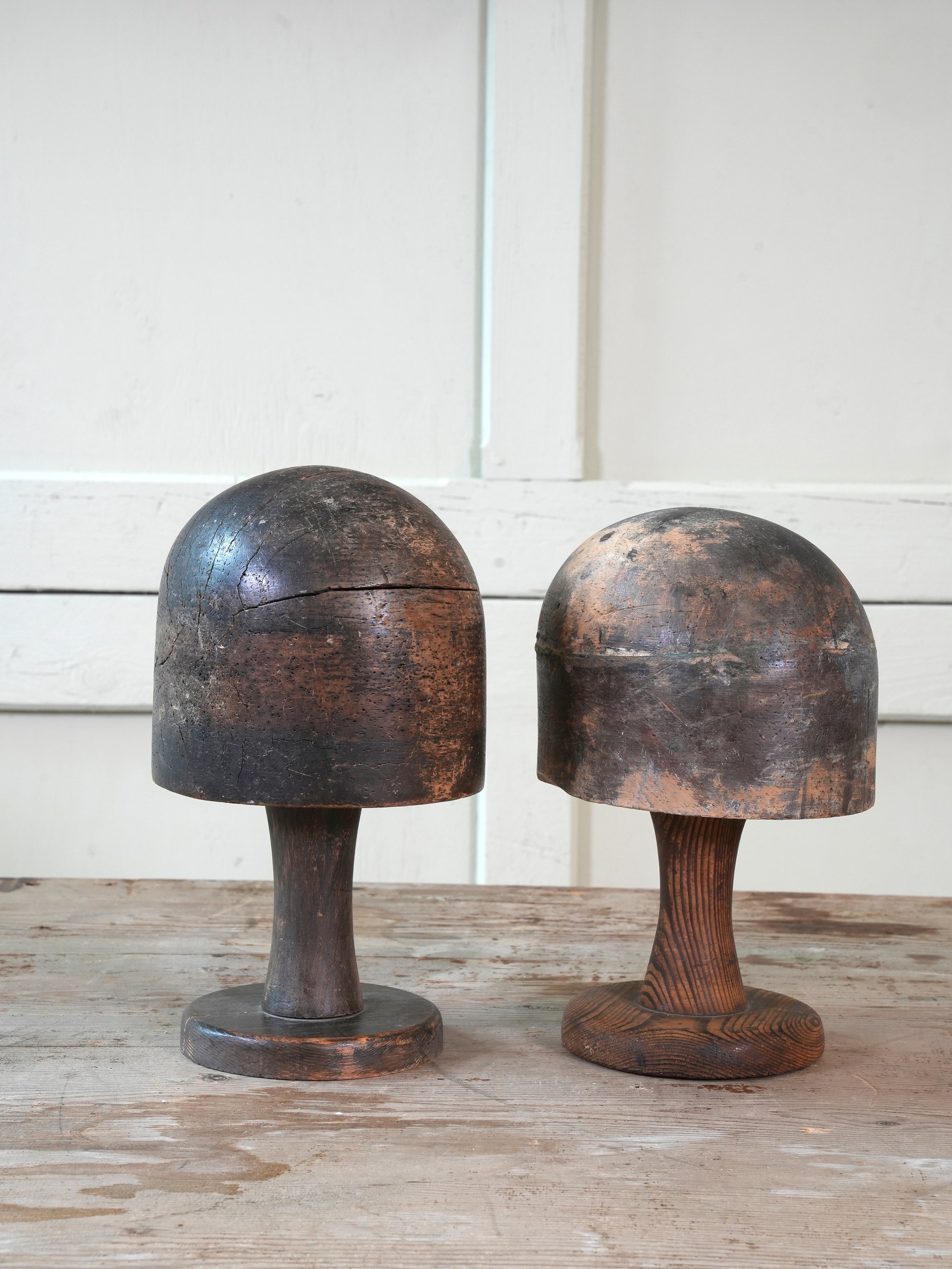 A Pair of 19th Century Hat Blocks on Stands