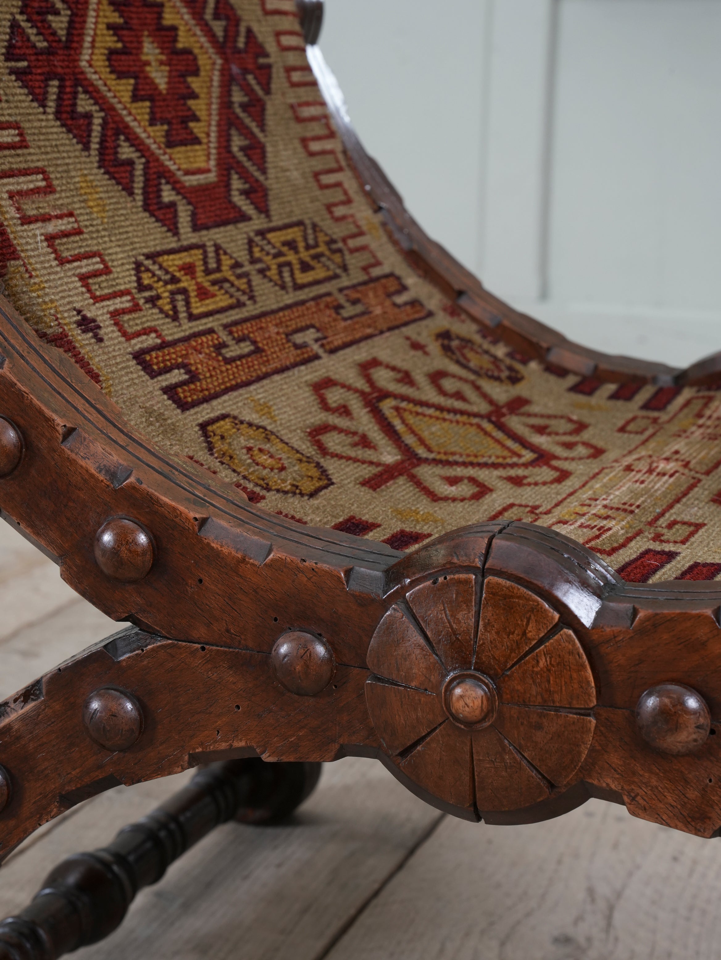 A Pair of Reformed Gothic X Frame Mahogany Stools