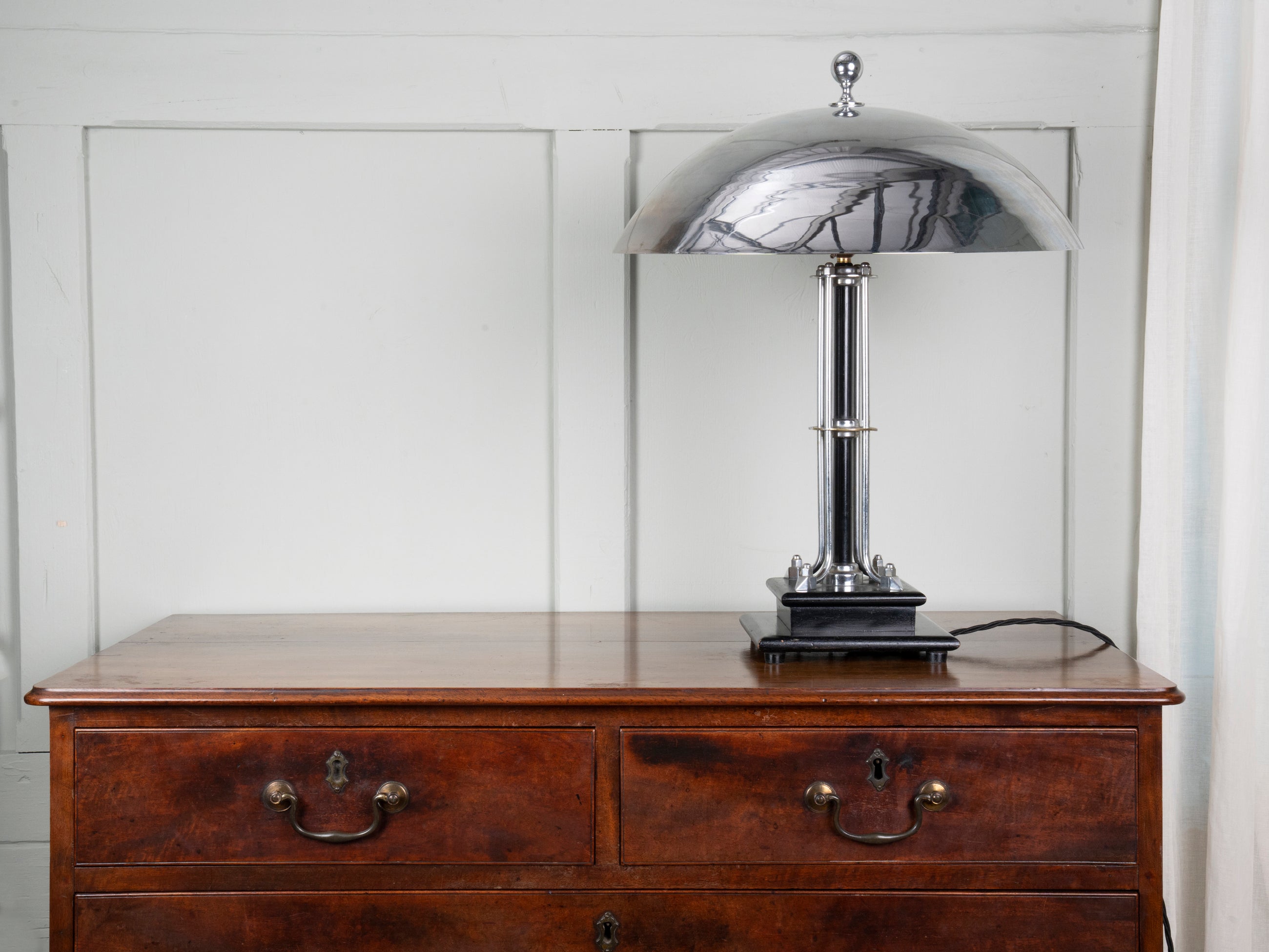 An Ebonised Beech & Nickel Plated Table Lamp