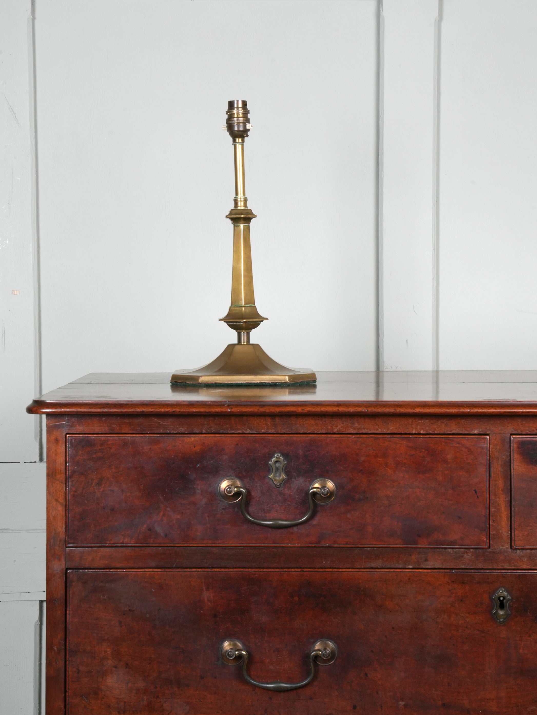 A Chamfered Brass Table Lamp
