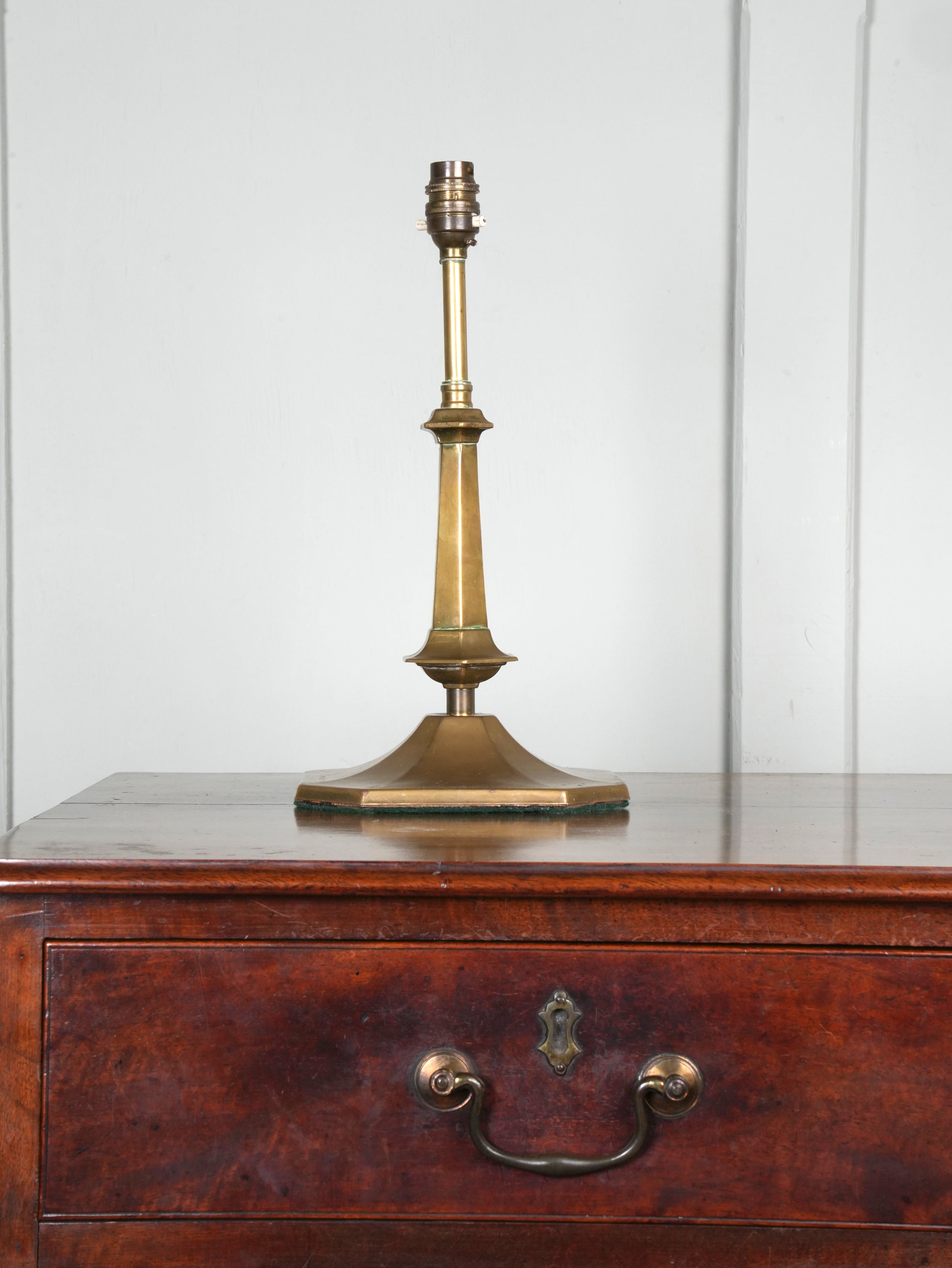 A Chamfered Brass Table Lamp