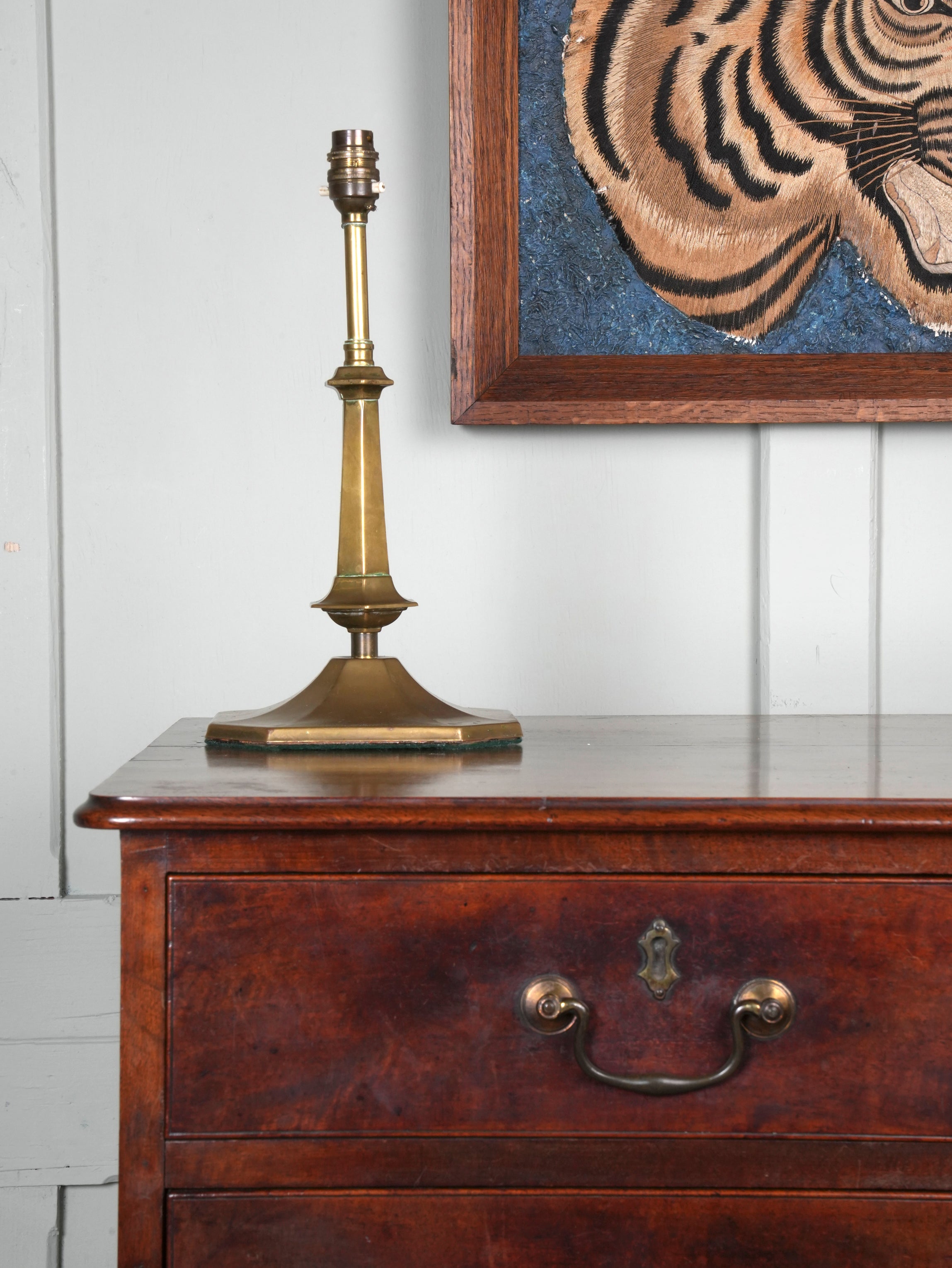 A Chamfered Brass Table Lamp