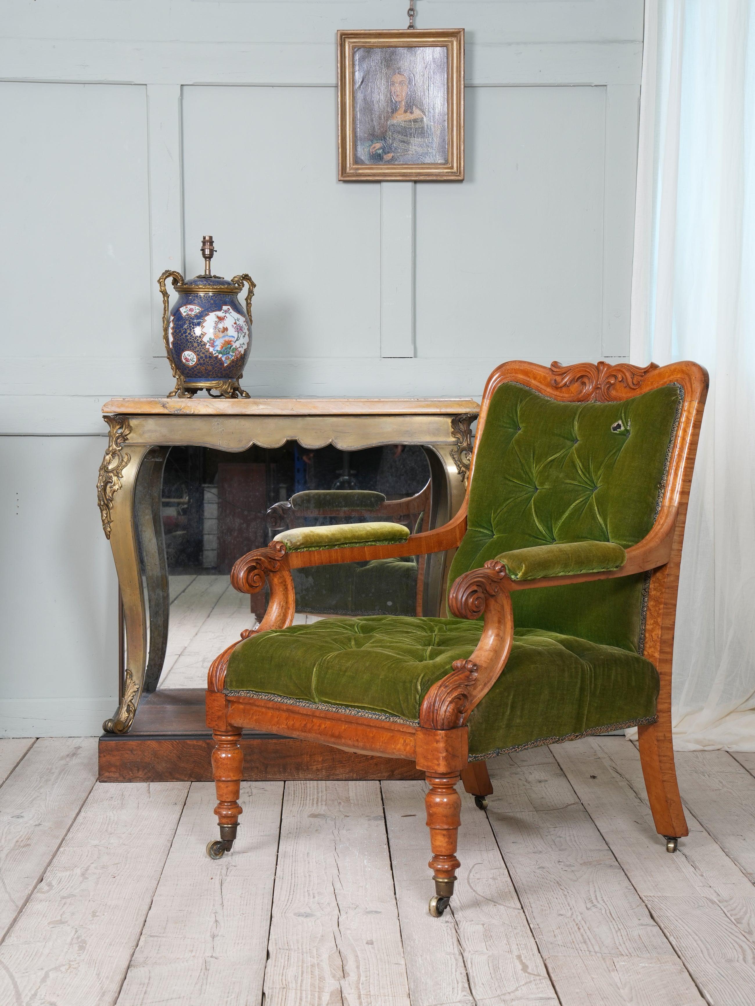 A William IV Birds Eye Maple Armchair
