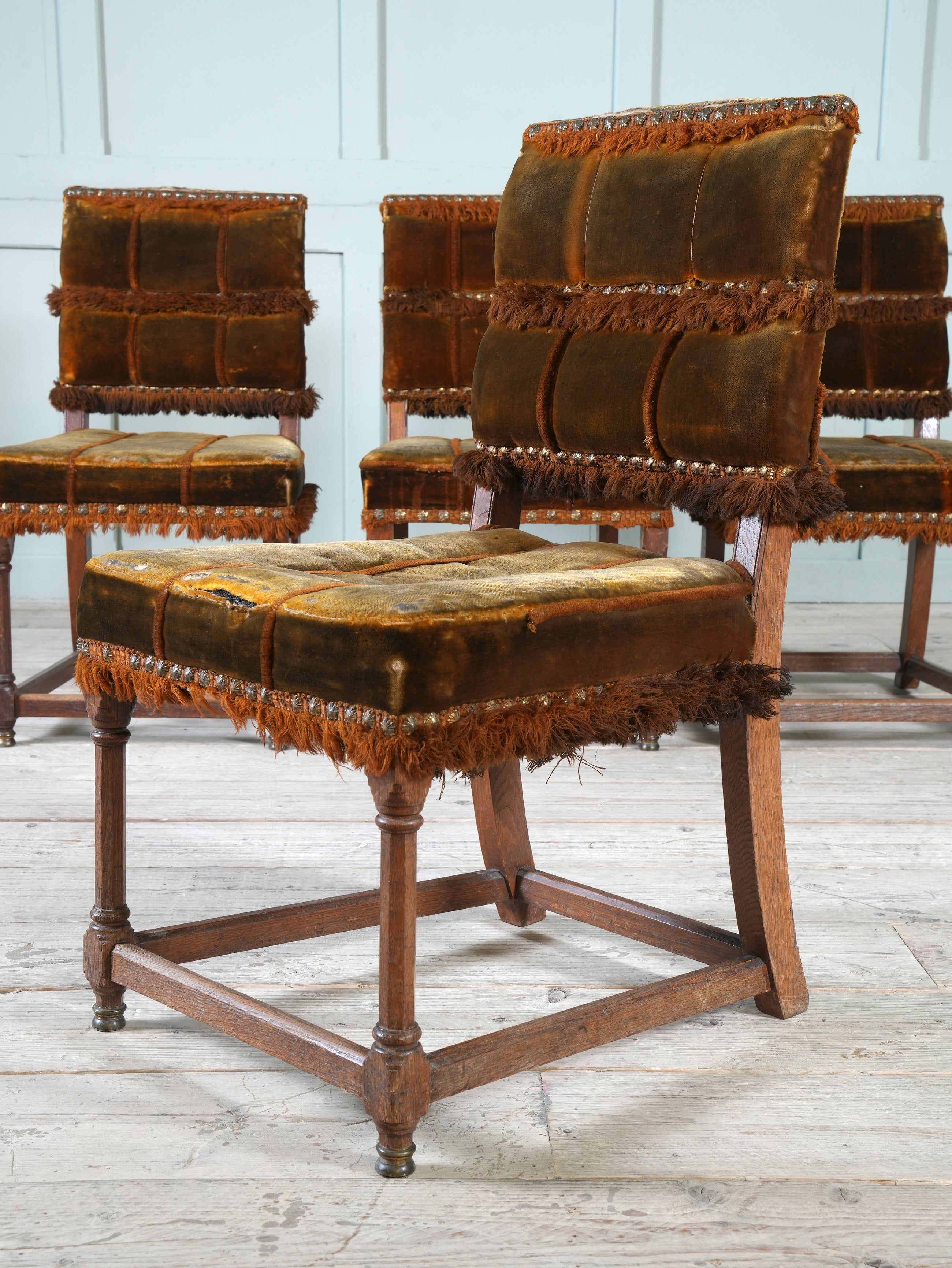 A Set of Four Oak Renaissance Revival Side Chairs